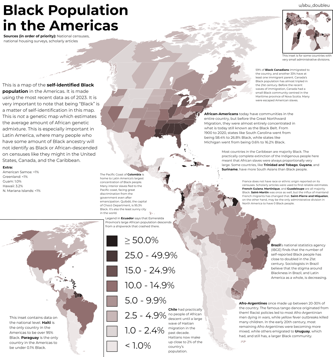 Black Population in the Americas [OC] r/dataisbeautiful