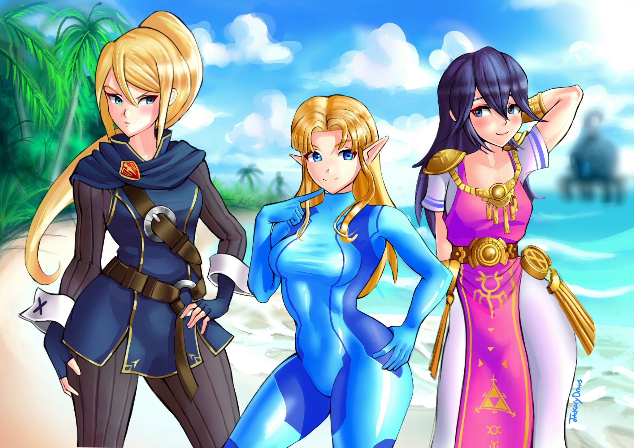 I drew a Smash outfit swap! Samus, Zelda, and Lucina r/SmashBrosUltimate