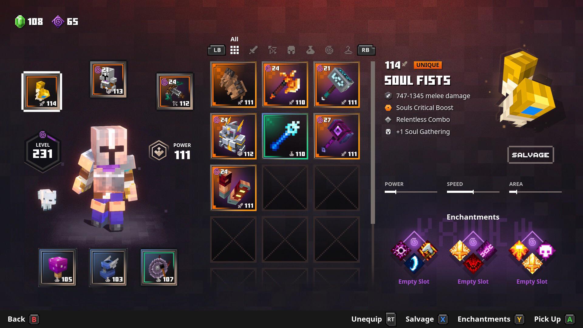 Minecraft Dungeons Soul Build Soul knife · melee weapon enchantments