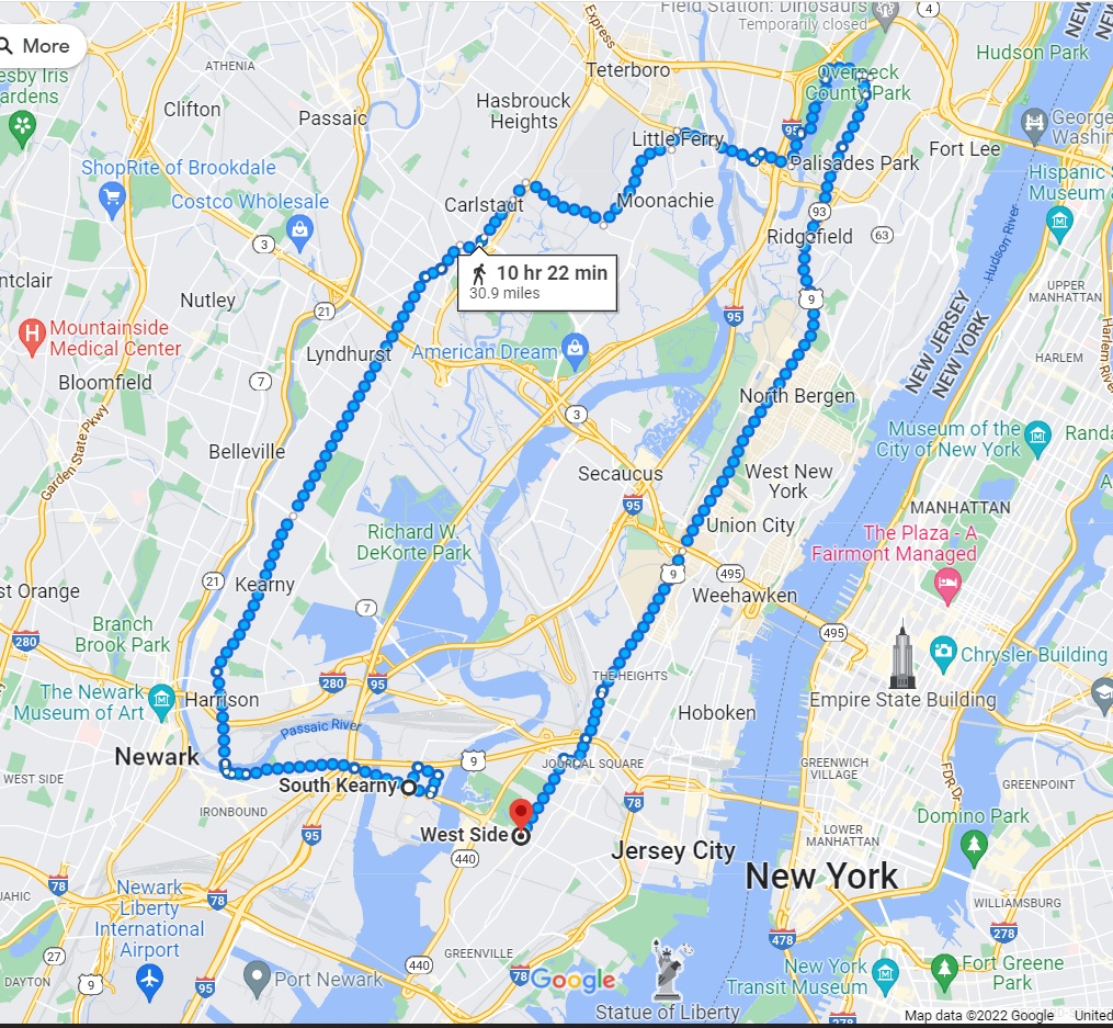Imagine taking a 10 hour detour to get from Jersey City to South Kearny