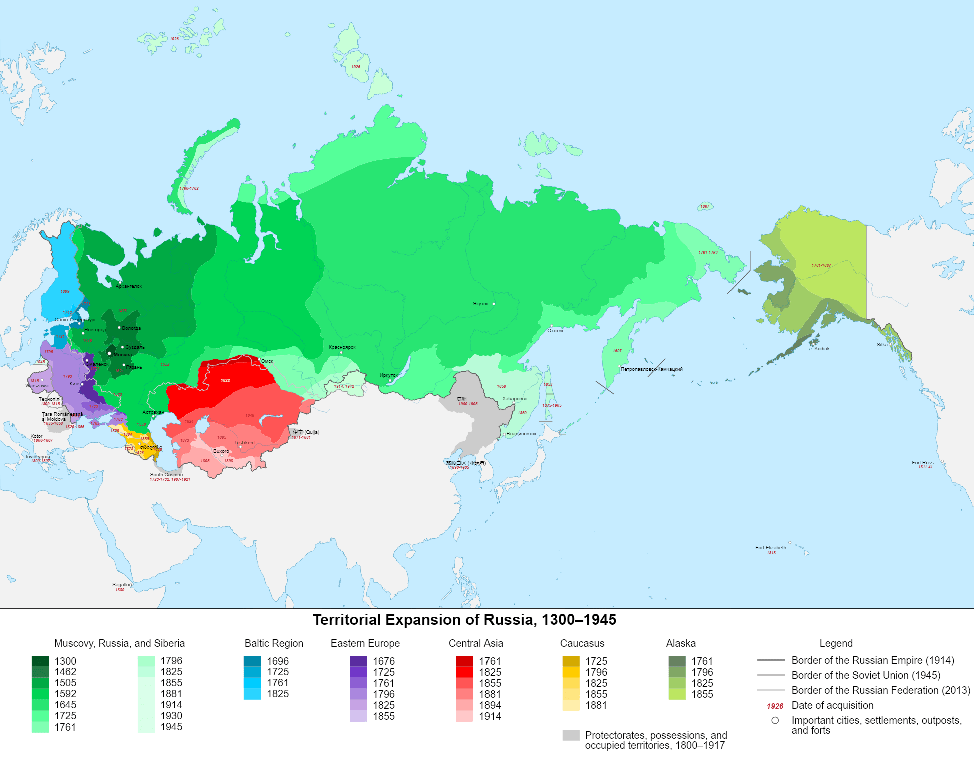 Years of Russian expansion 13001945 r/MapPorn