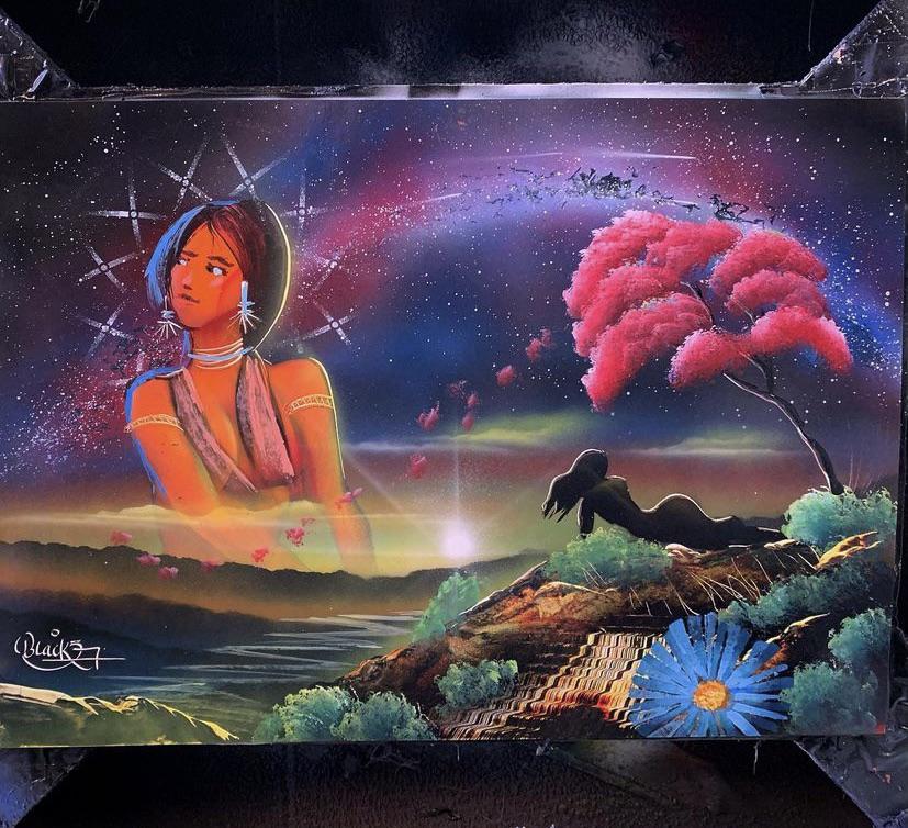 My fiancé is a spray paint artist in Las Vegas and made this today