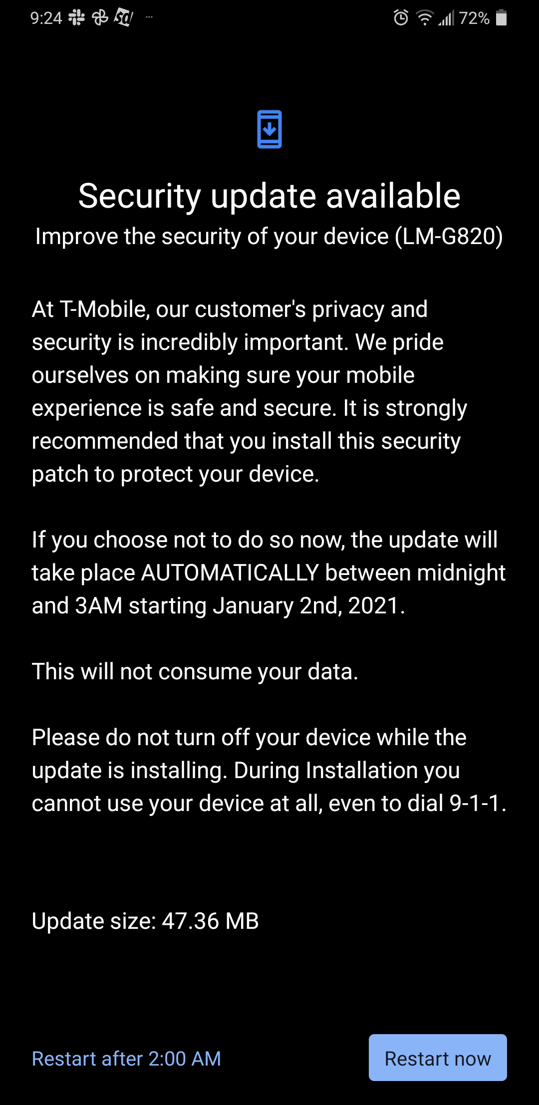 TMobile update available now! r/lgg8