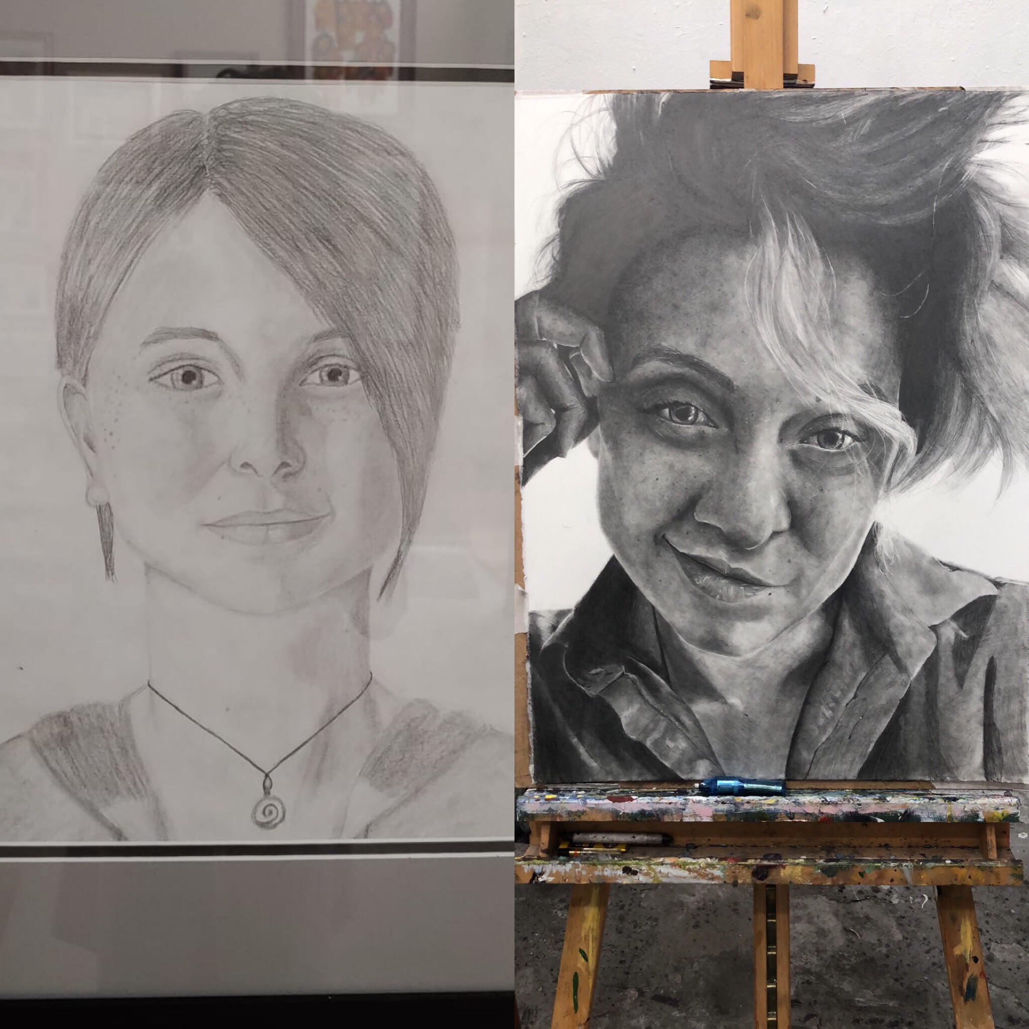 13 years old v. 25 years old selfportrait r/drawing