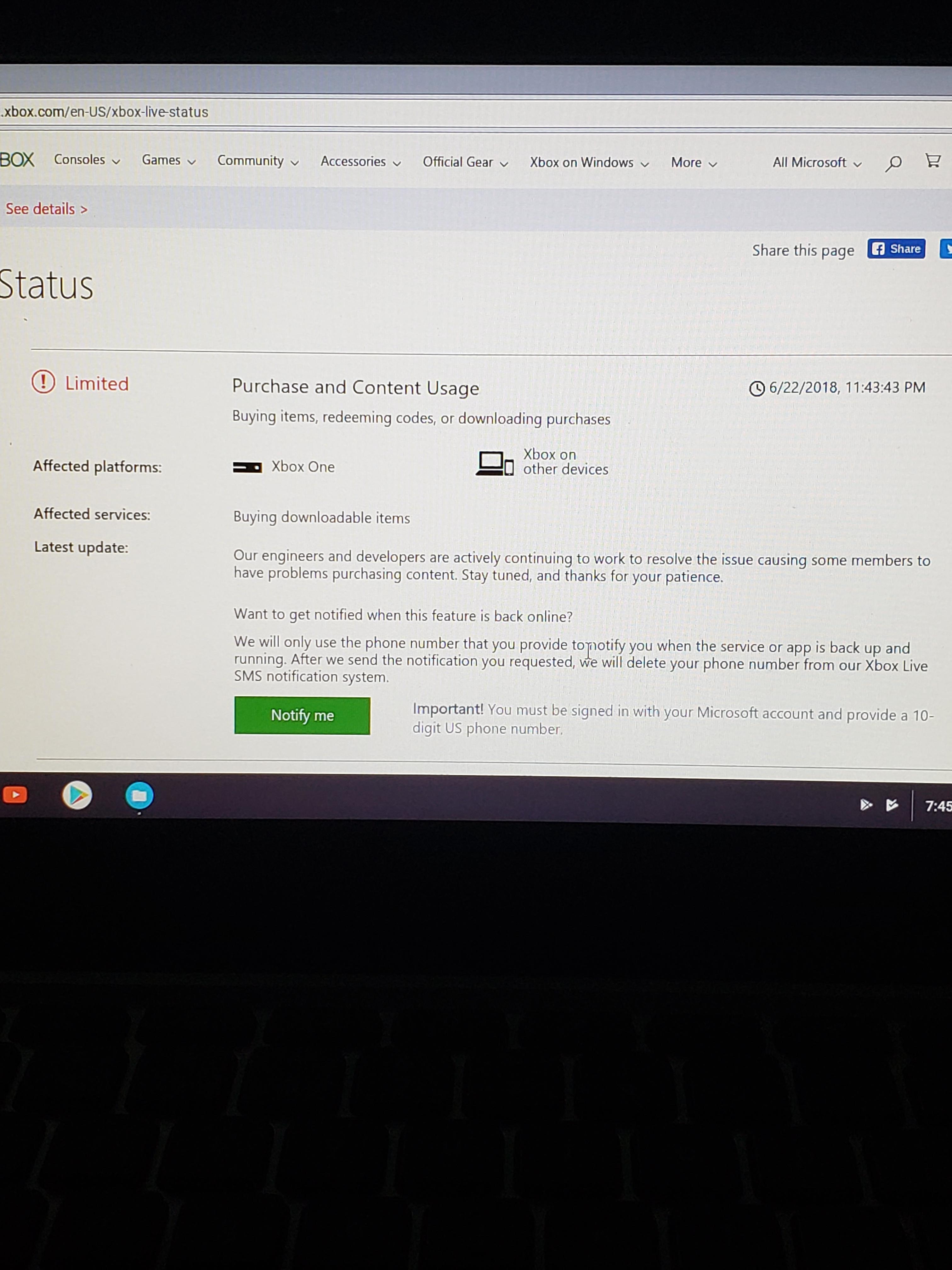 Xbox service alert says there is an issue with purchasing. Anyone else