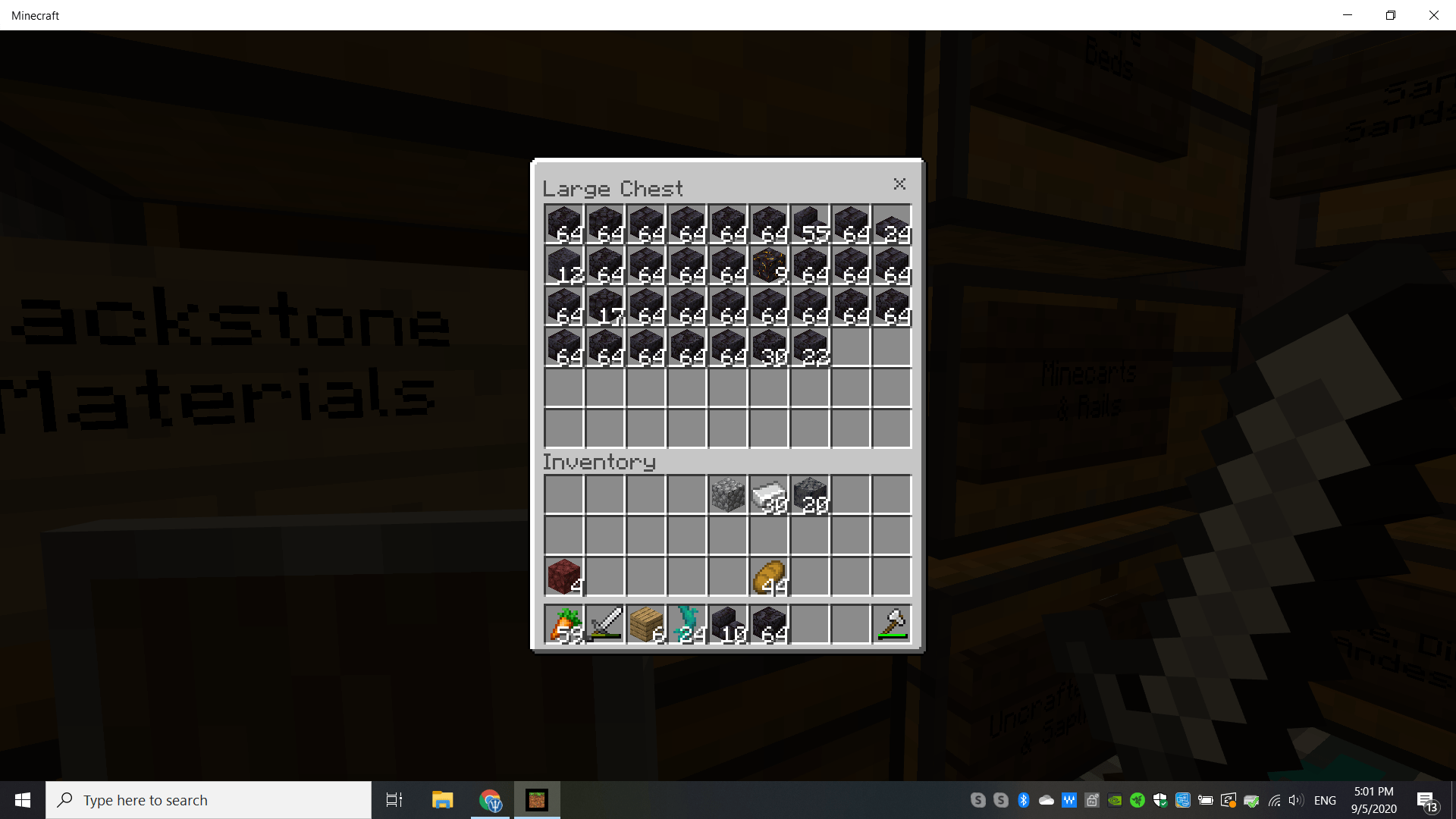After three hours of work and 13 iron pickaxes, I finally gather enough