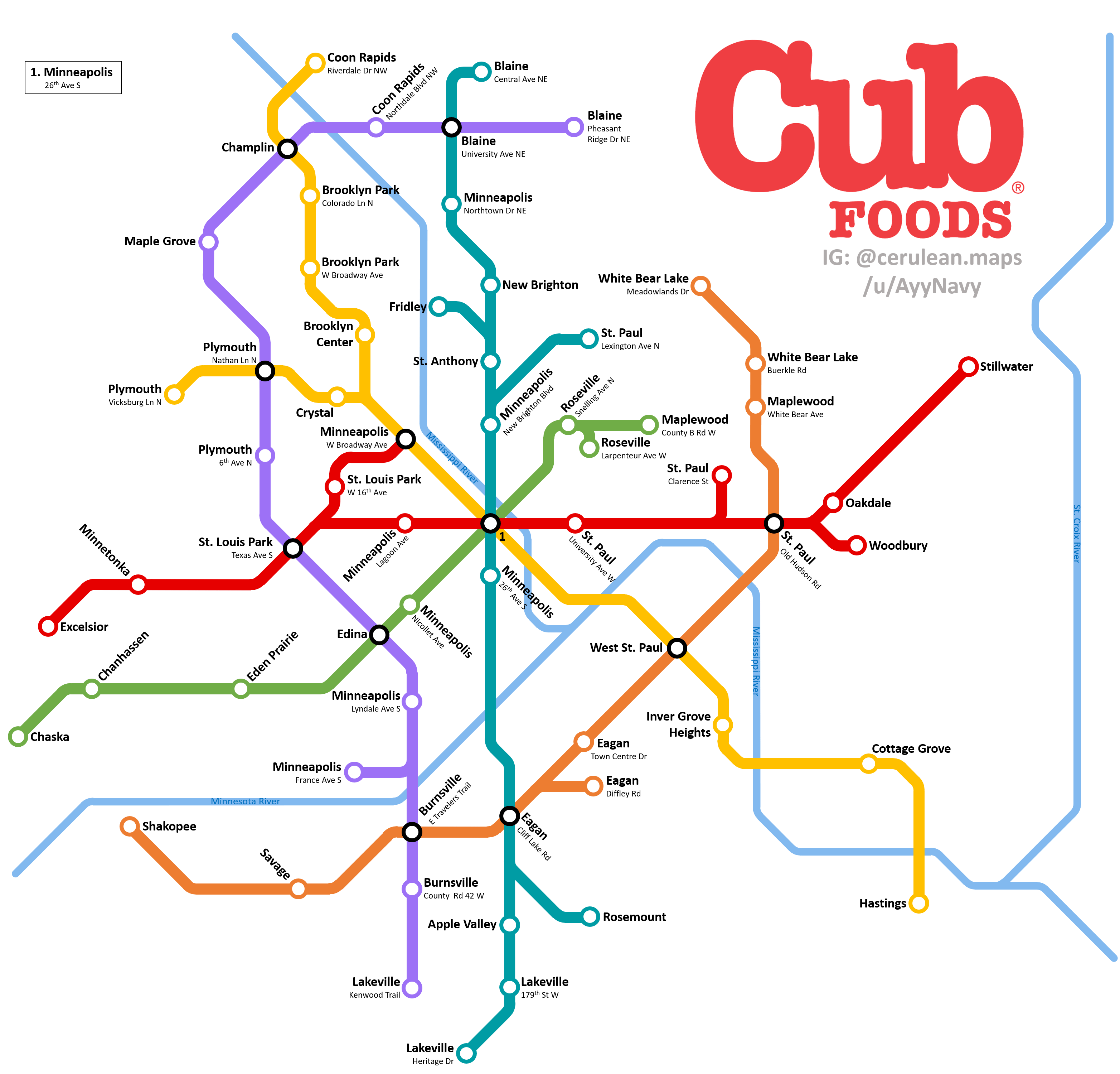 If all the Cub Foods locations in the Twin Cities area were connected