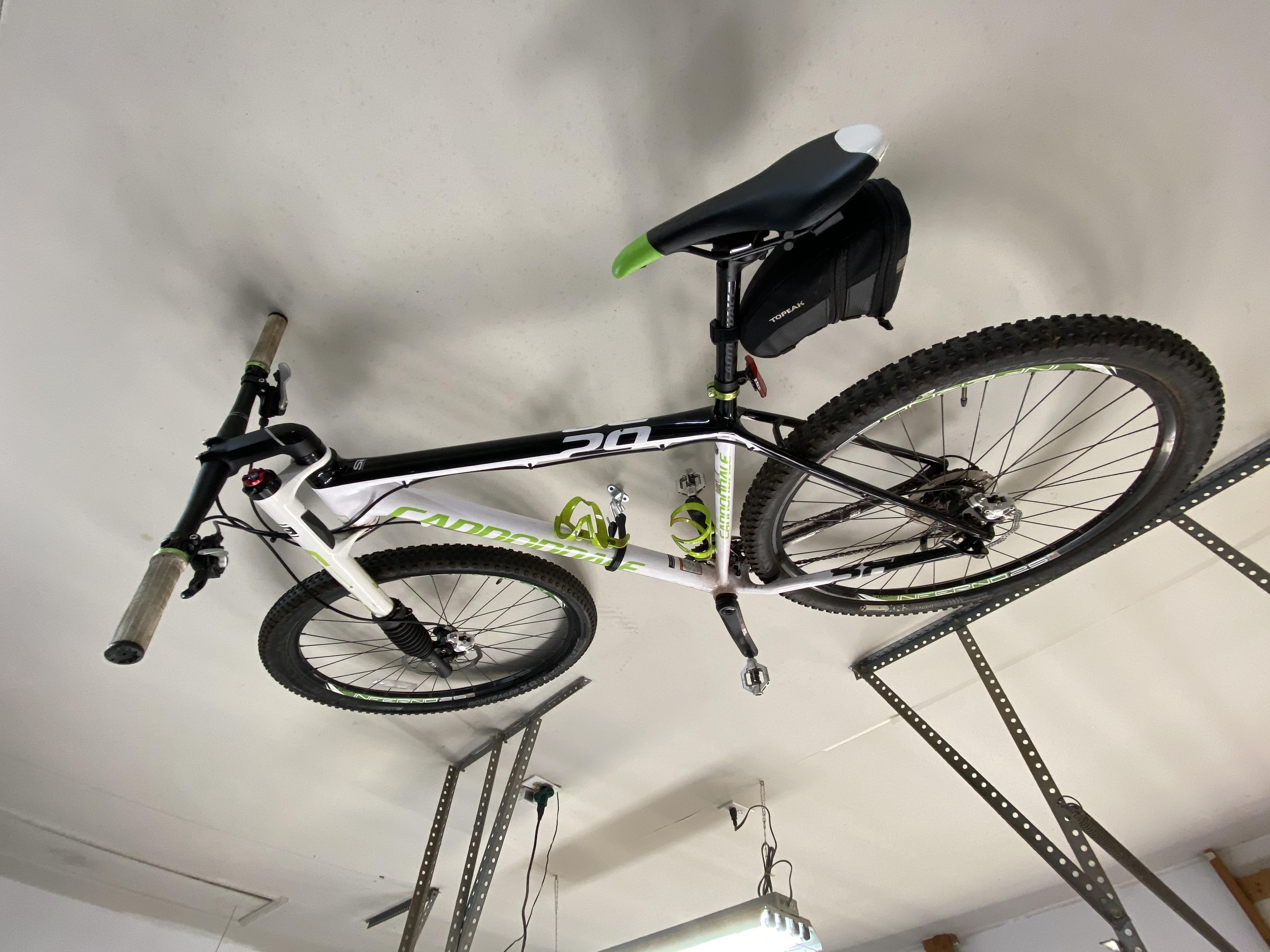 Quick and inexpensive way to get your bikes out of the way. Just a
