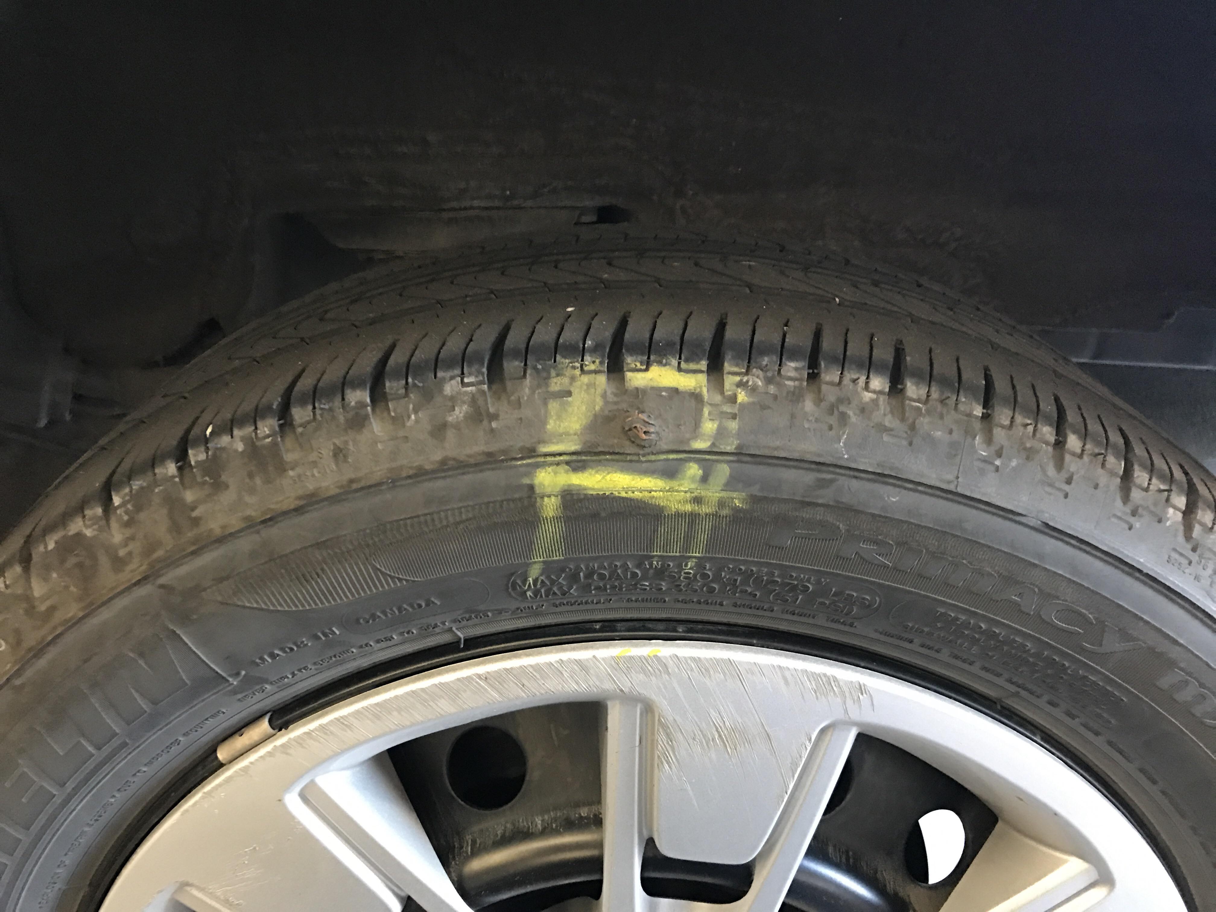 Found this after replacing a blowout on a different wheel on a rental car. Yes that is a
