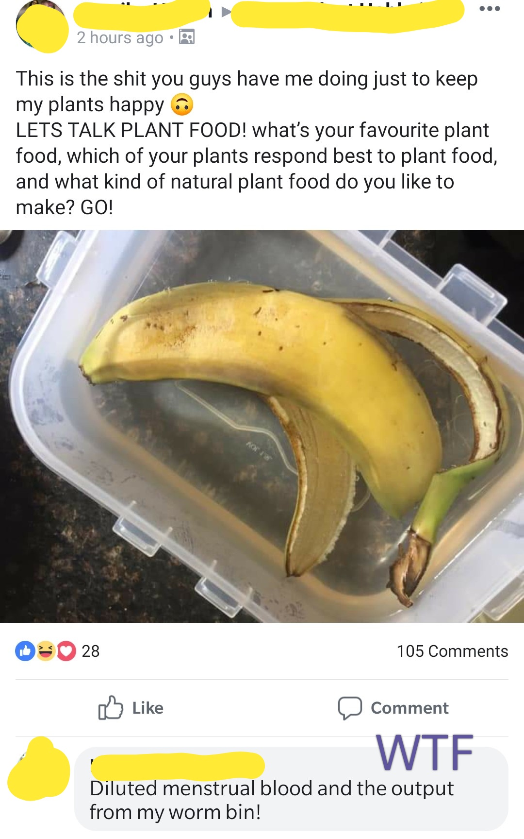Menstrual blood is good for the plants r/insanepeoplefacebook