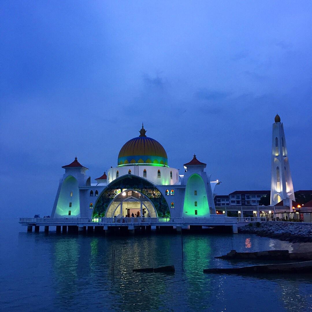 Masjid Selat Melaka Mosque on the Malaccan Straits in Malaysia. Took