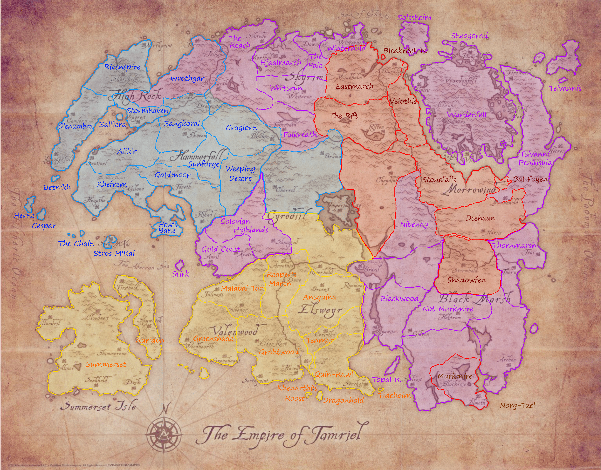 ESO Zones Painted Over Anthology Map (Updated!)