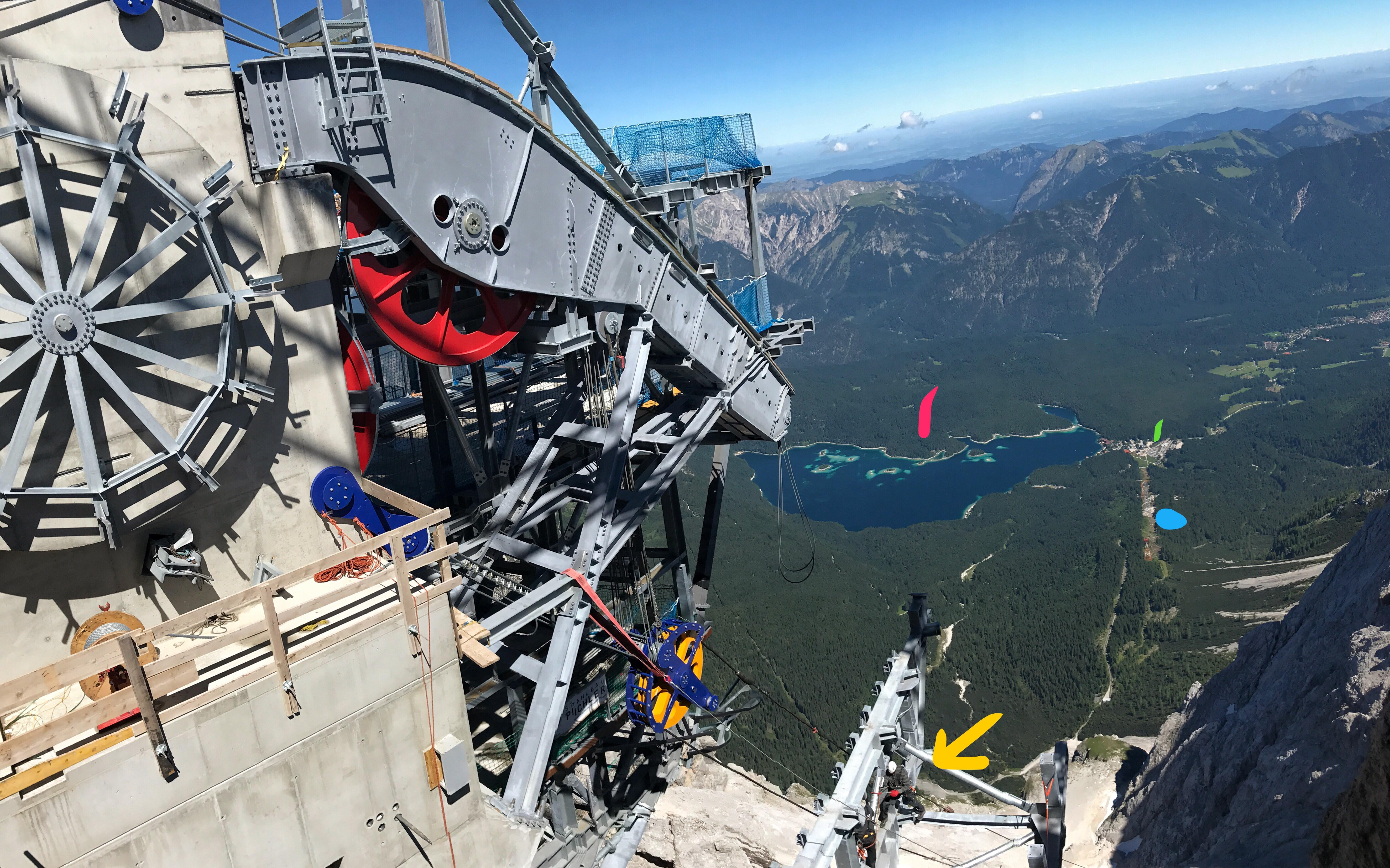 Germans building the tallest cable car line in the world on the Zugspitze mountain in the alps