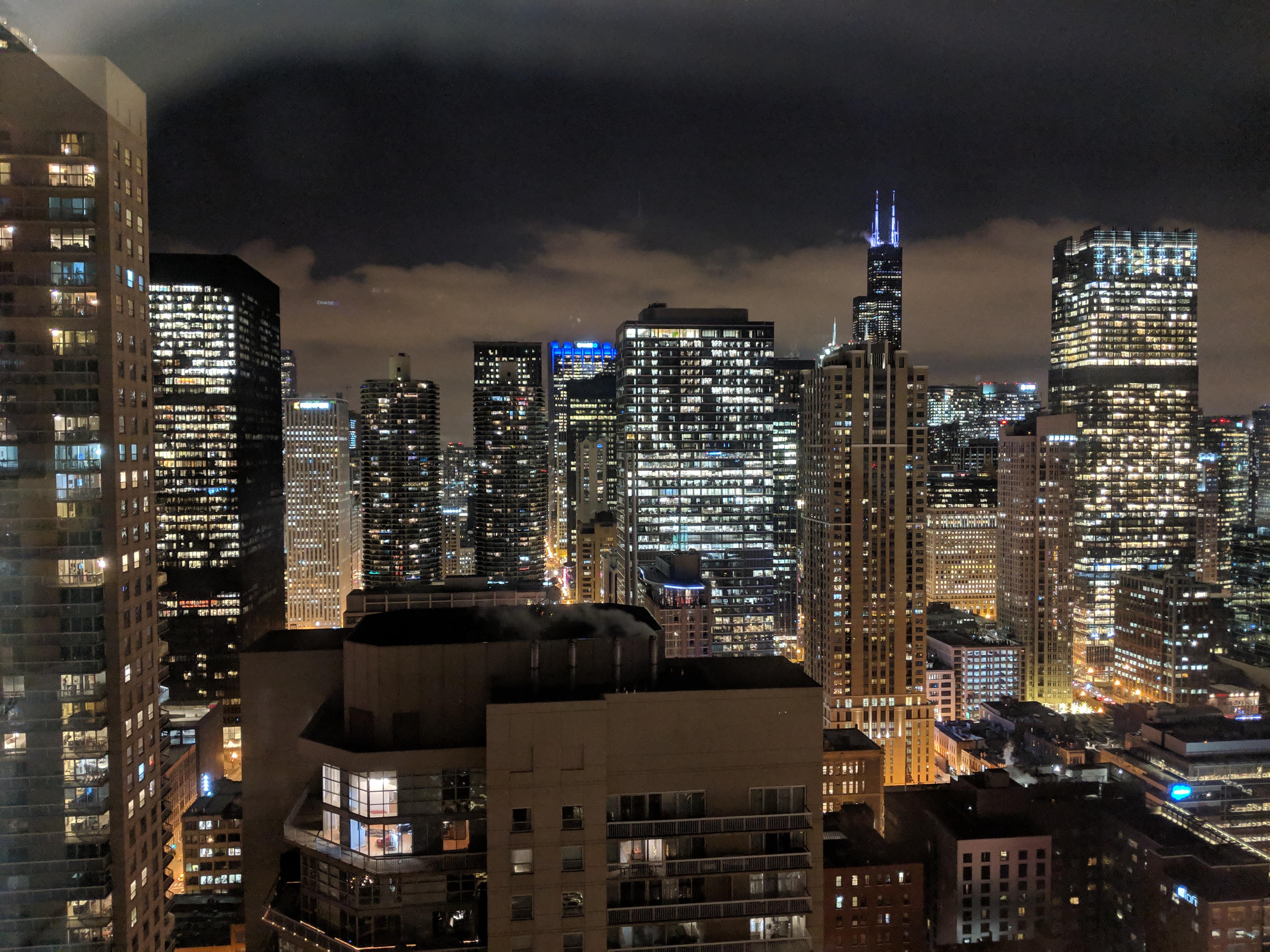 Chicago looking north from dearborn and ontario at 46 floors above