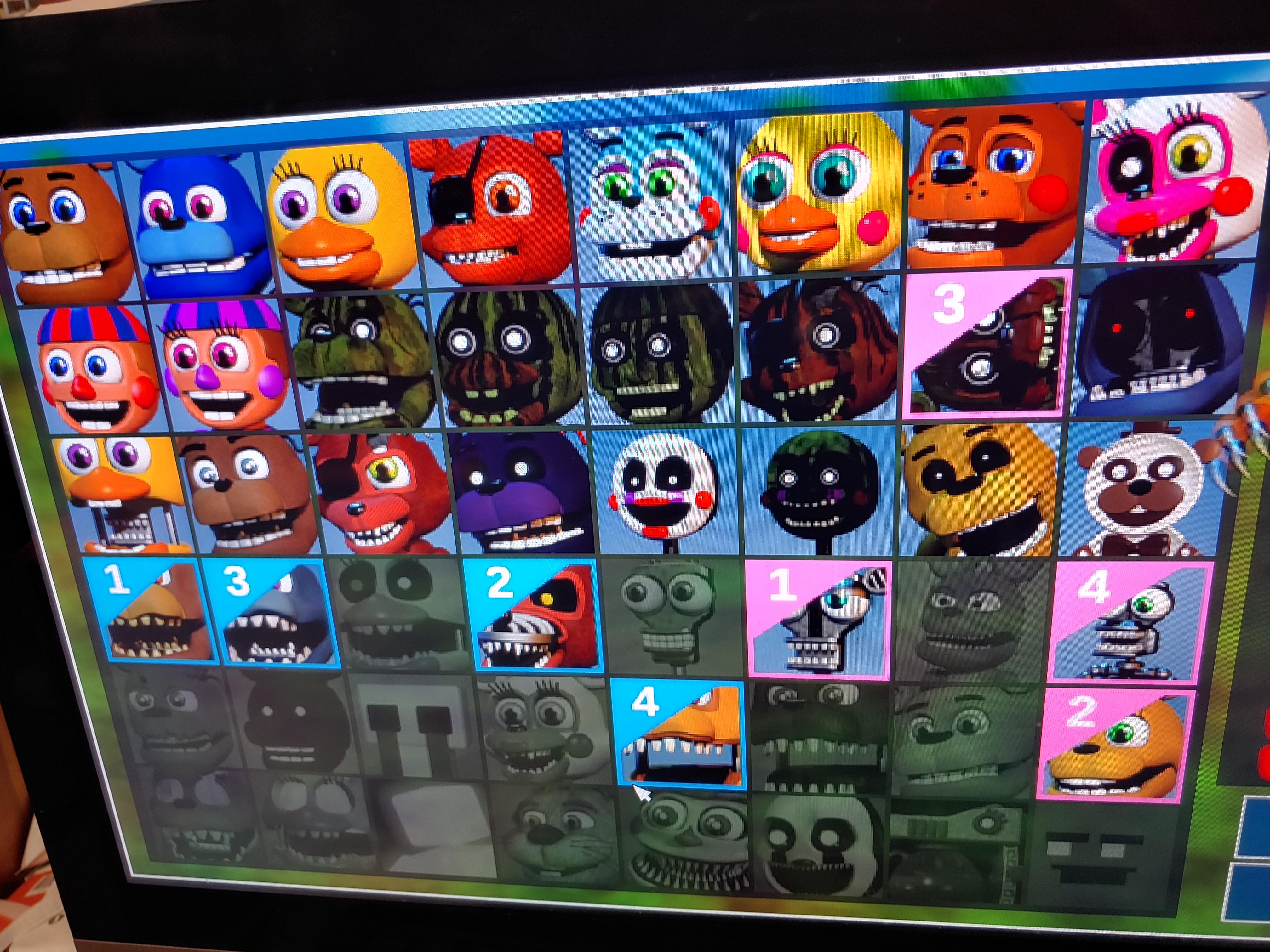 I want to get the rest of the fnaf world characters I have the character chip on and I've