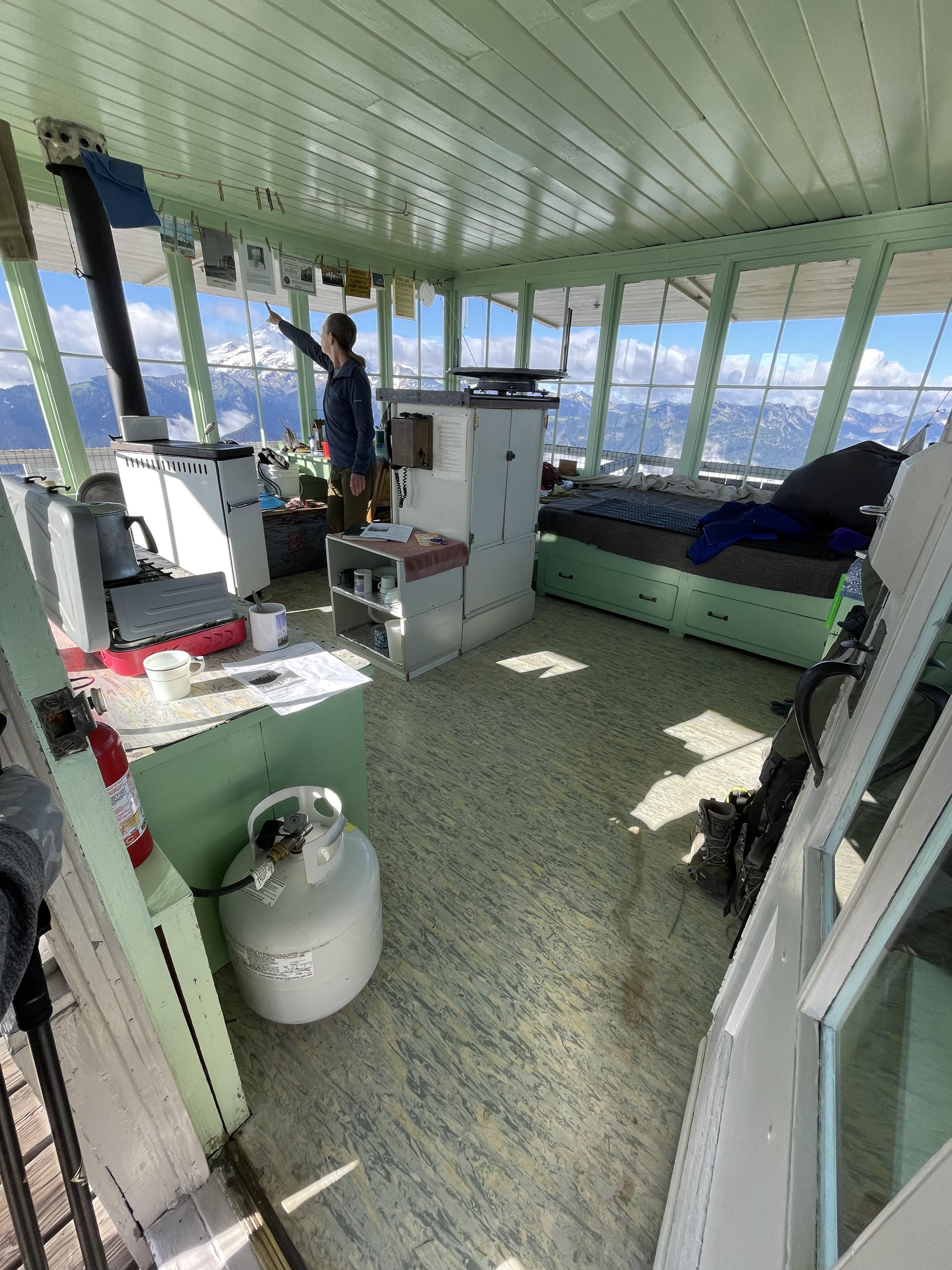 The interior of a remote backcountry lookout in the North Cascades [OC