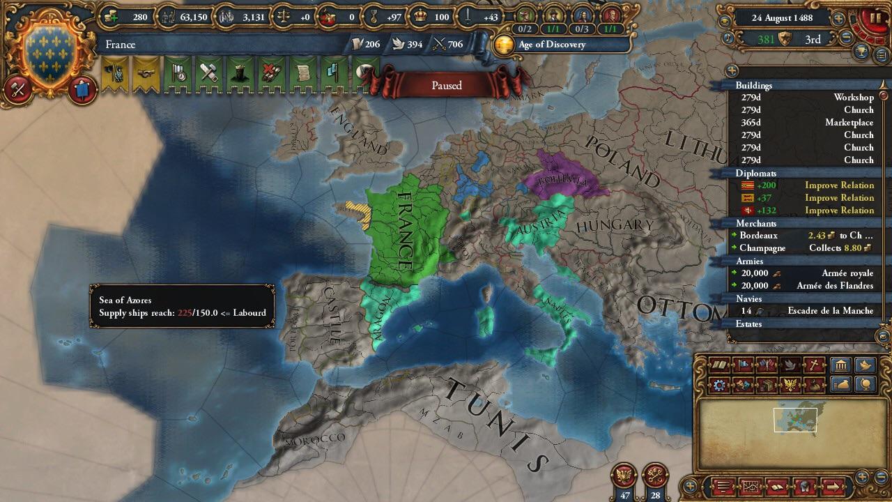 PU as France over Aragon France and Naples r/eu4
