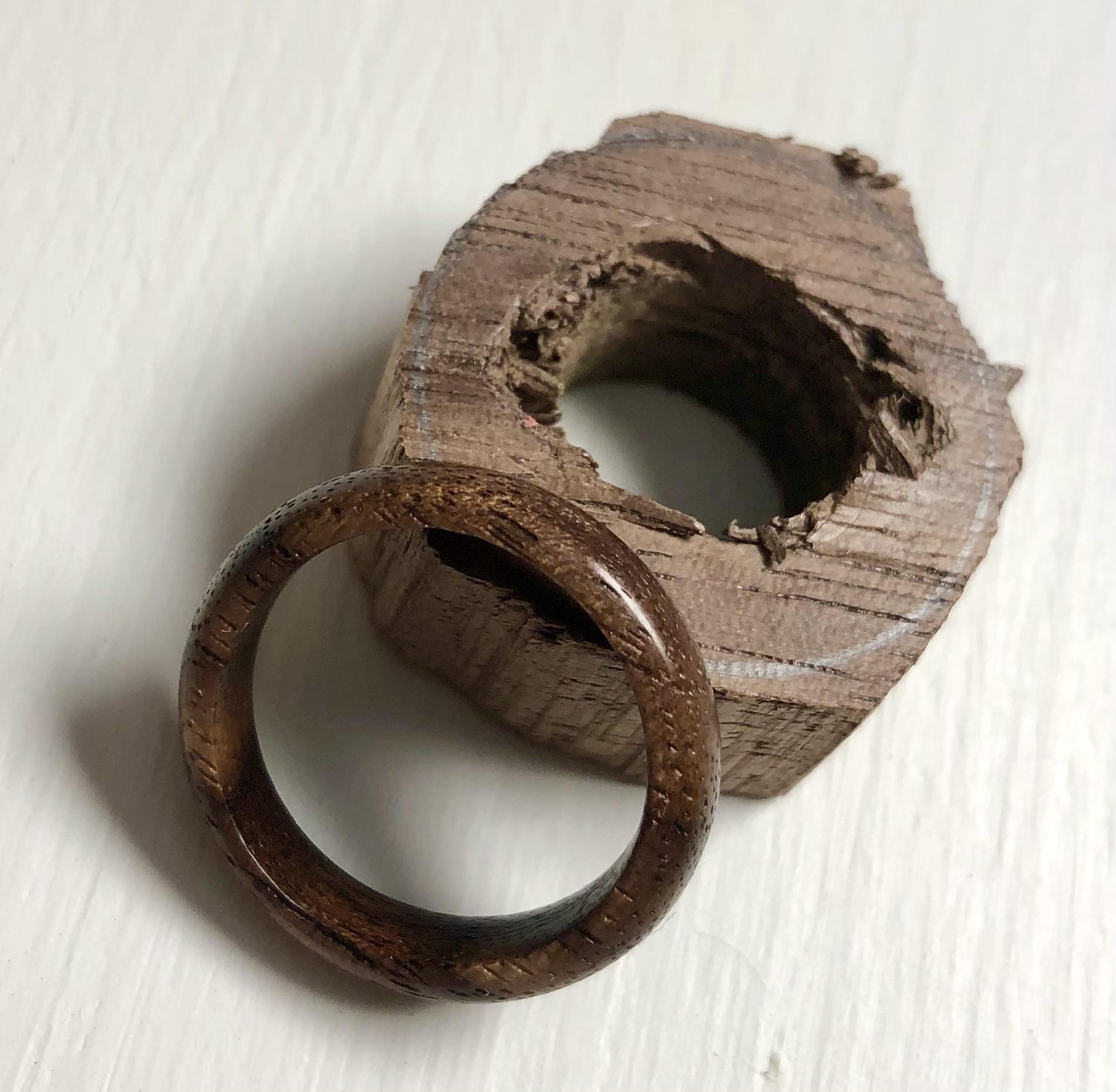 Wooden ring made from walnut. Just started working with wood, mostly