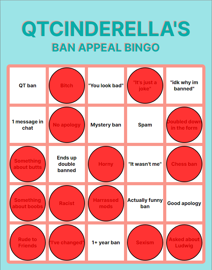 I made an Unban Bingo card with HTML and JavaScript r/QTCinderella