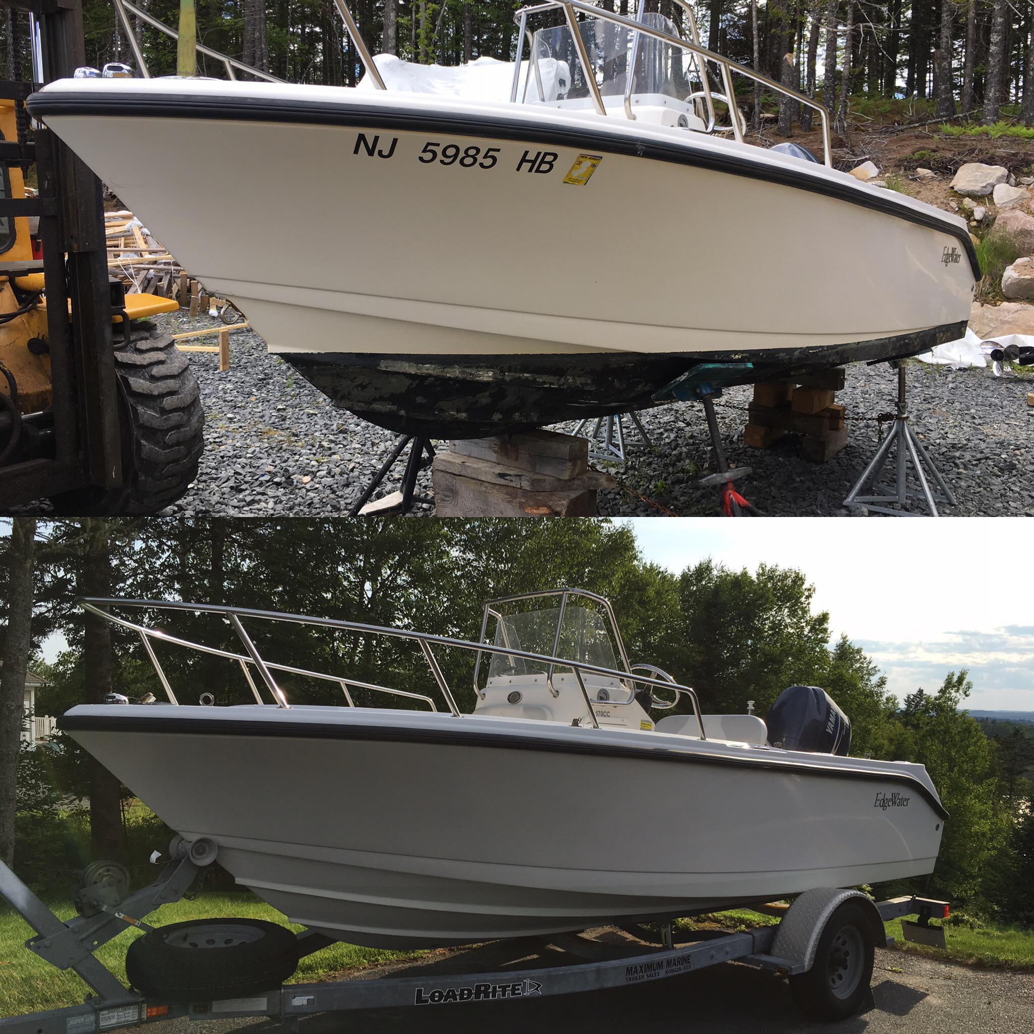 What 40 hours of sanding and barrier/bottom painting looks like! I