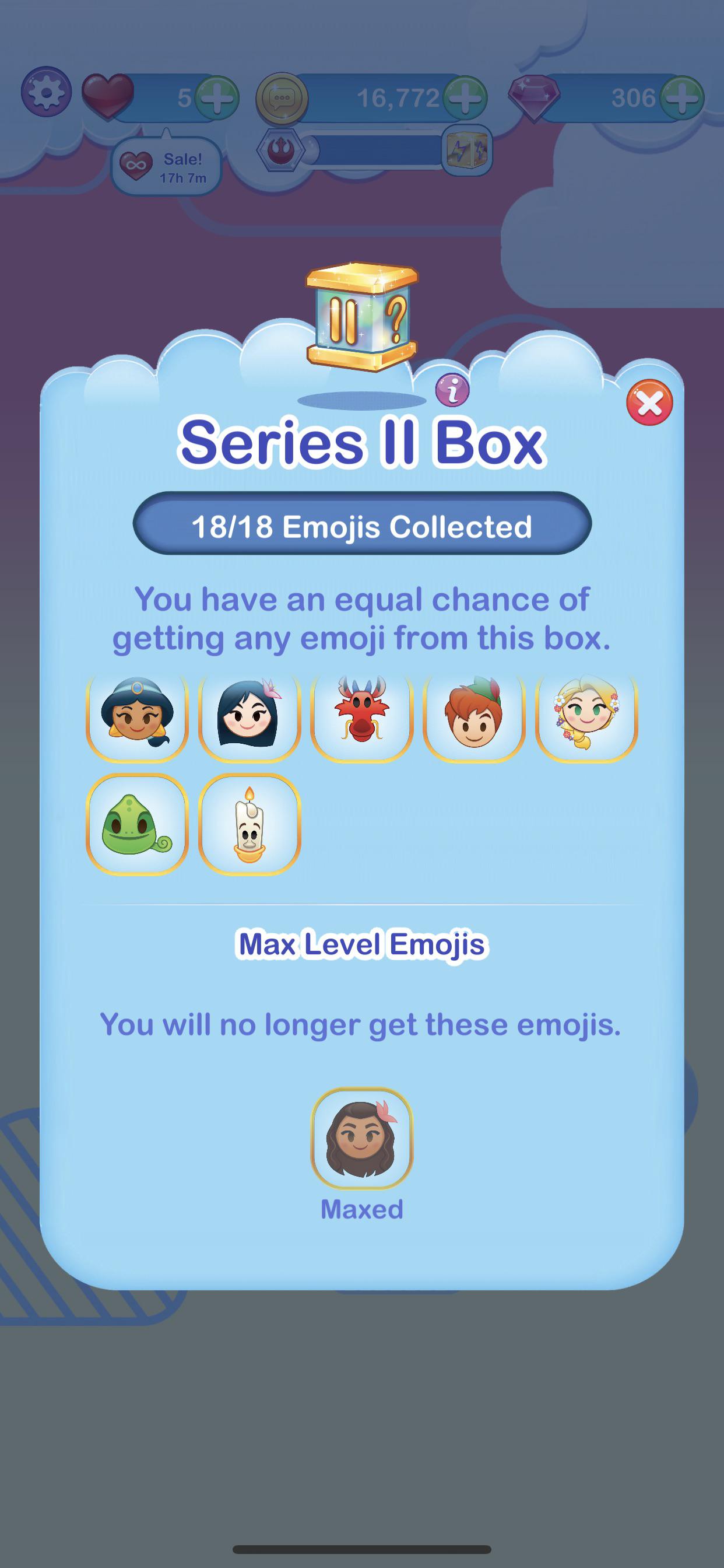 I maxed out my first gold box emoji! r/disneyemojiblitz