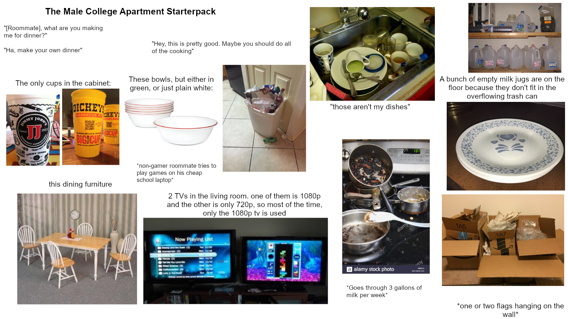 The Male College Apartment Starterpack r/starterpacks