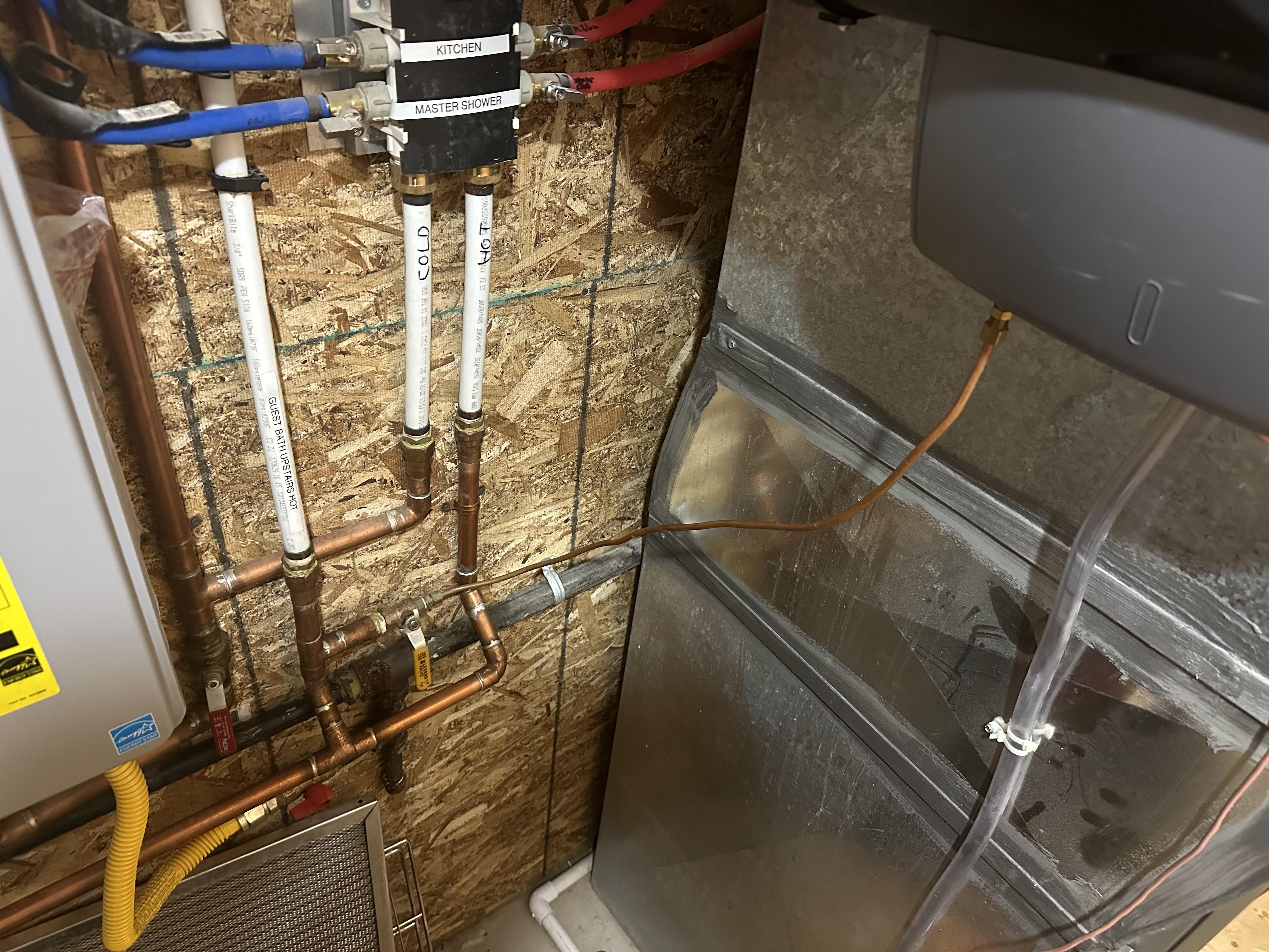 Water line from water heater to whole house humidifier vibrates when
