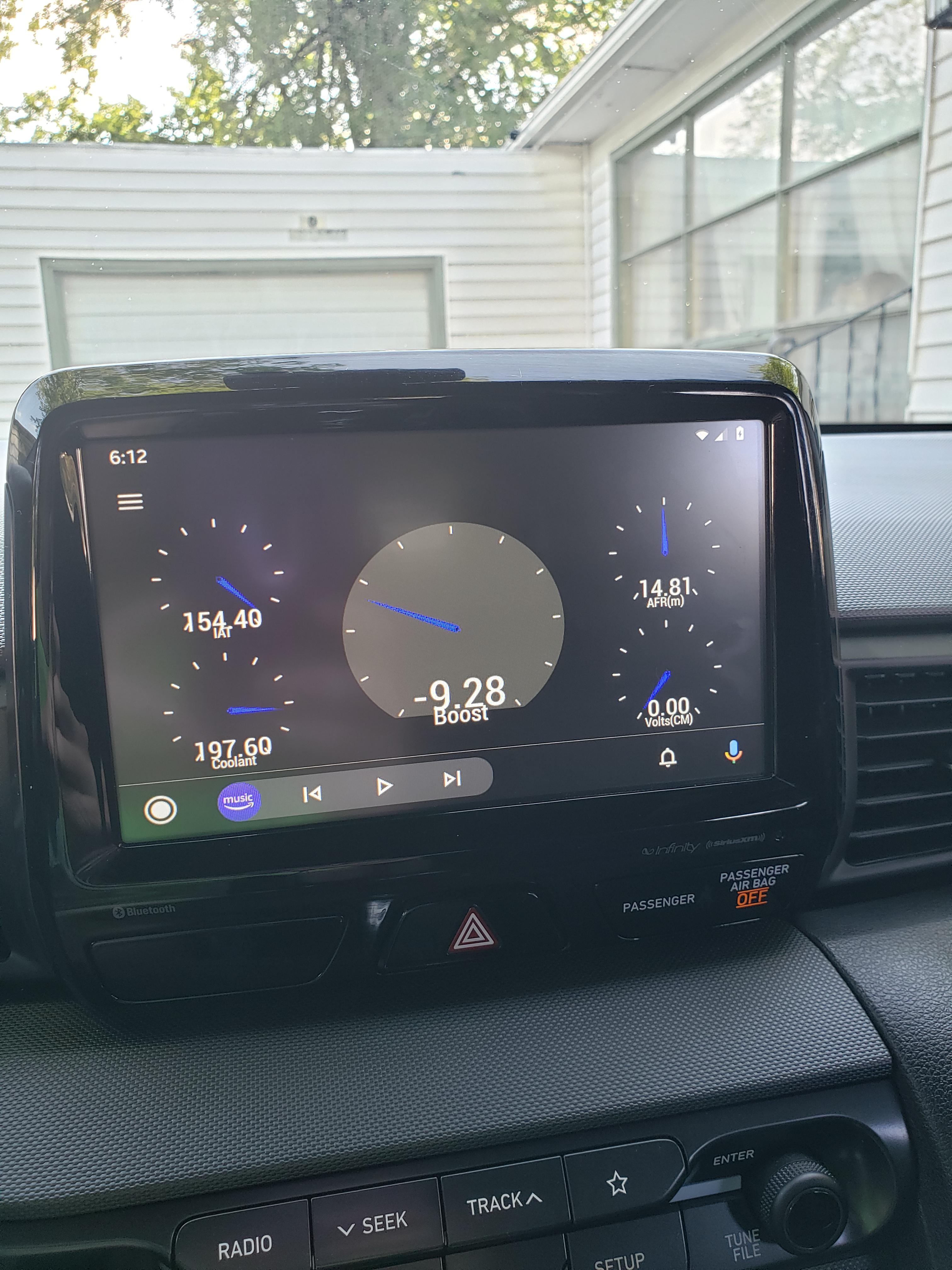 BT obd2 data from torque pro running on Android auto. r/VelosterN