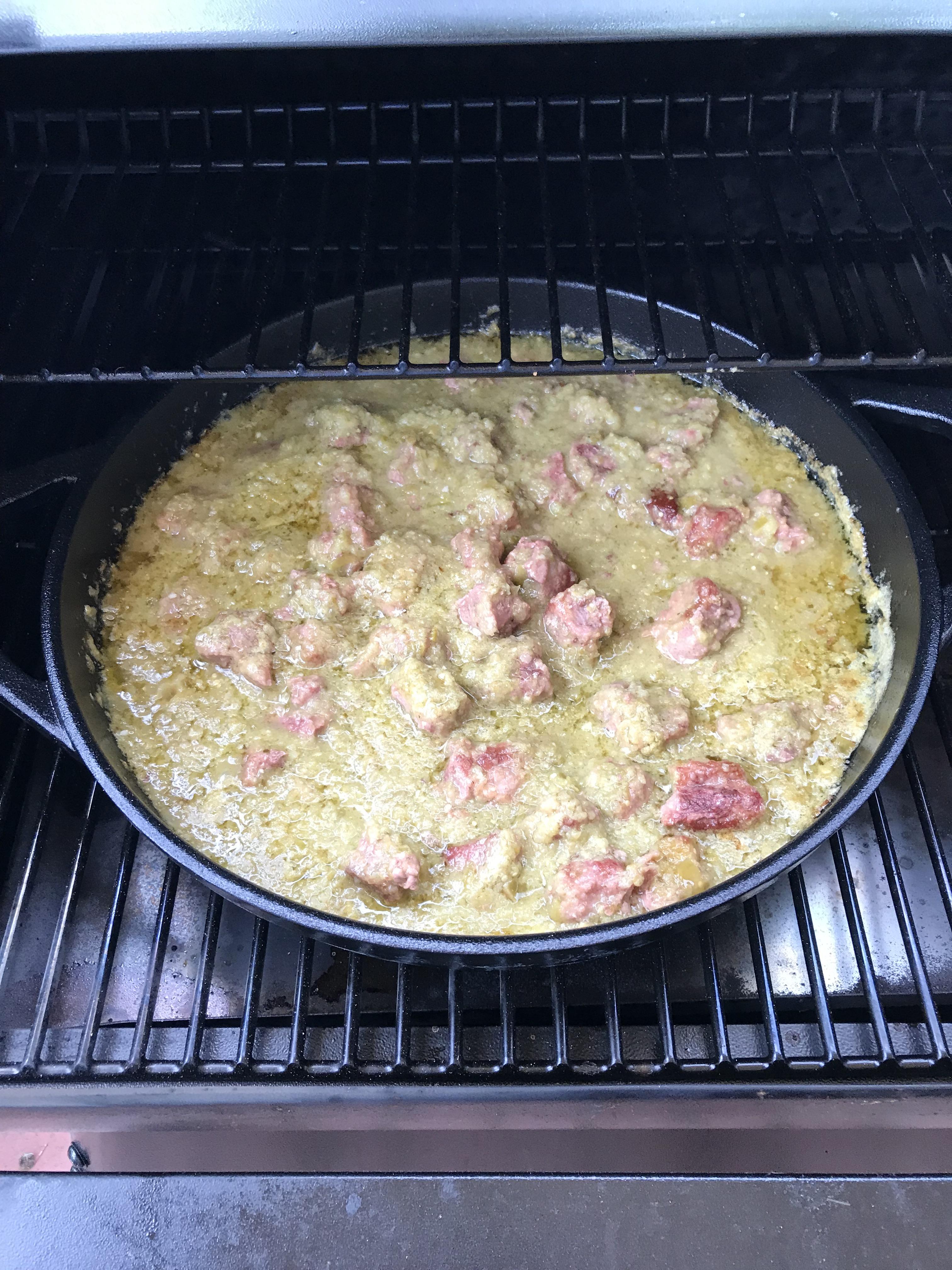 Pork Shoulder w/Tomatillo & Green Chile sauce (cooked on the Traeger) r/tonightsdinner