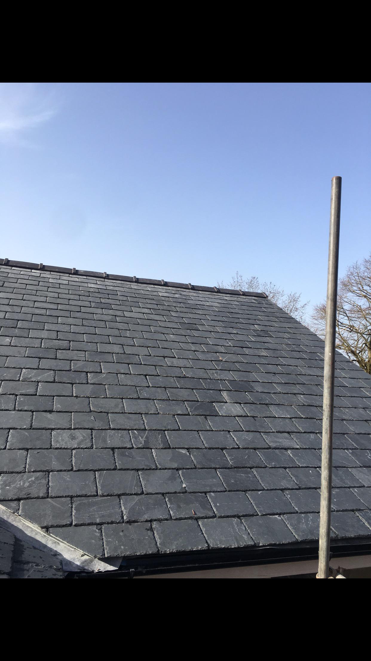 Slate roof we’ve just completed today, Brazilian slate, not the best quality slate, the grain of