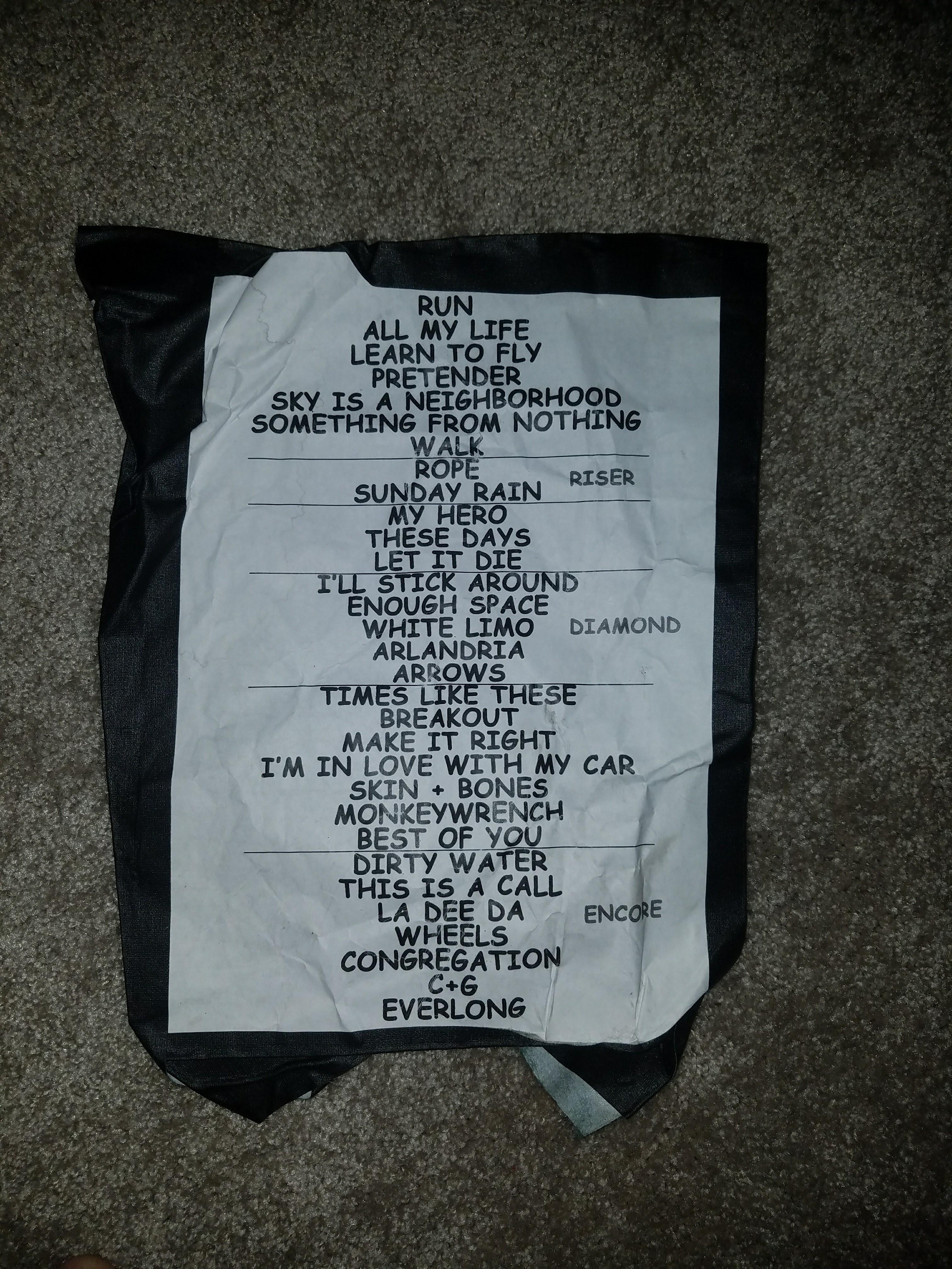 Foo Fighters Concrete And Gold Tour Setlist
