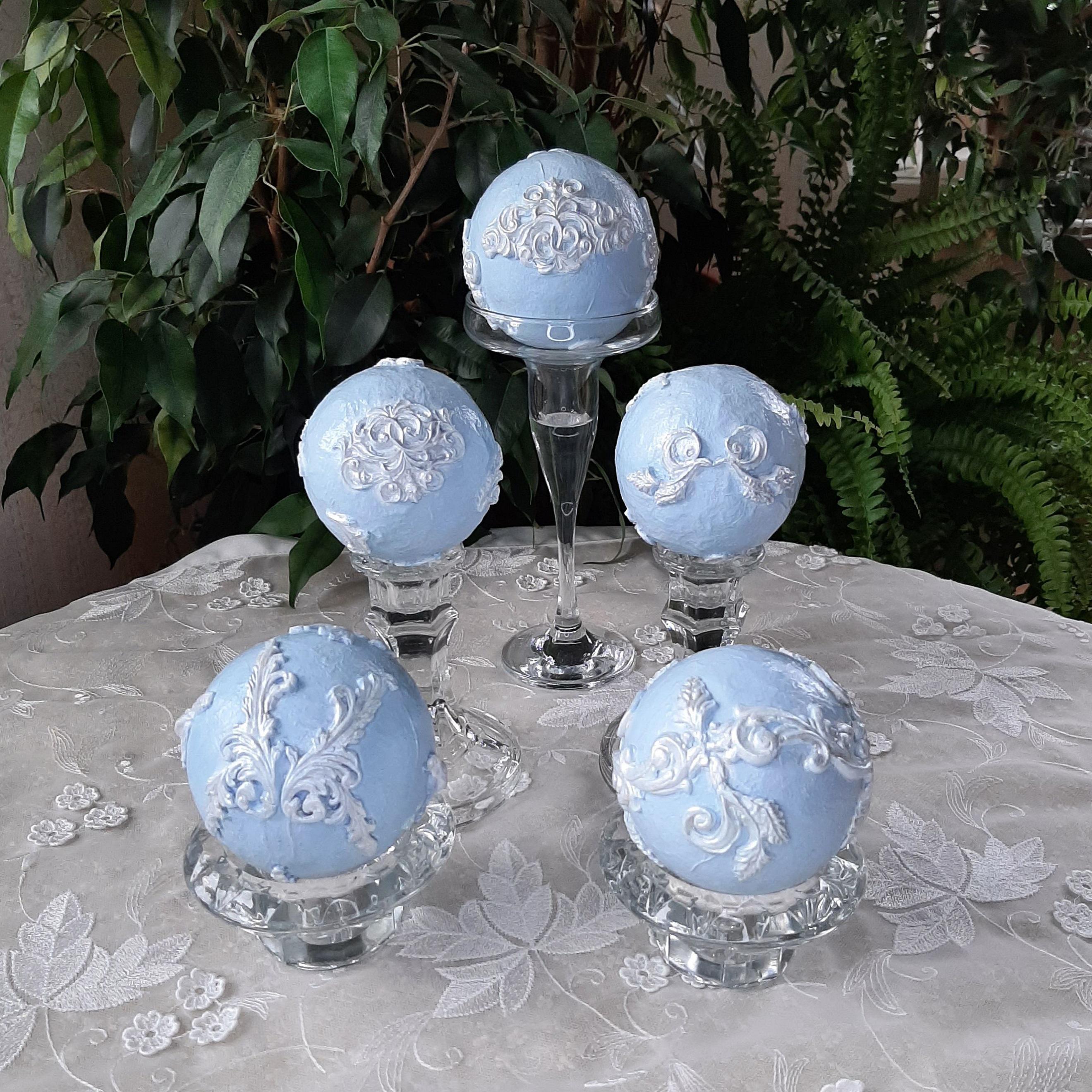 Light blue decorative balls for bowl Set of 5 balls ornament Bowl fillers balls link in comments