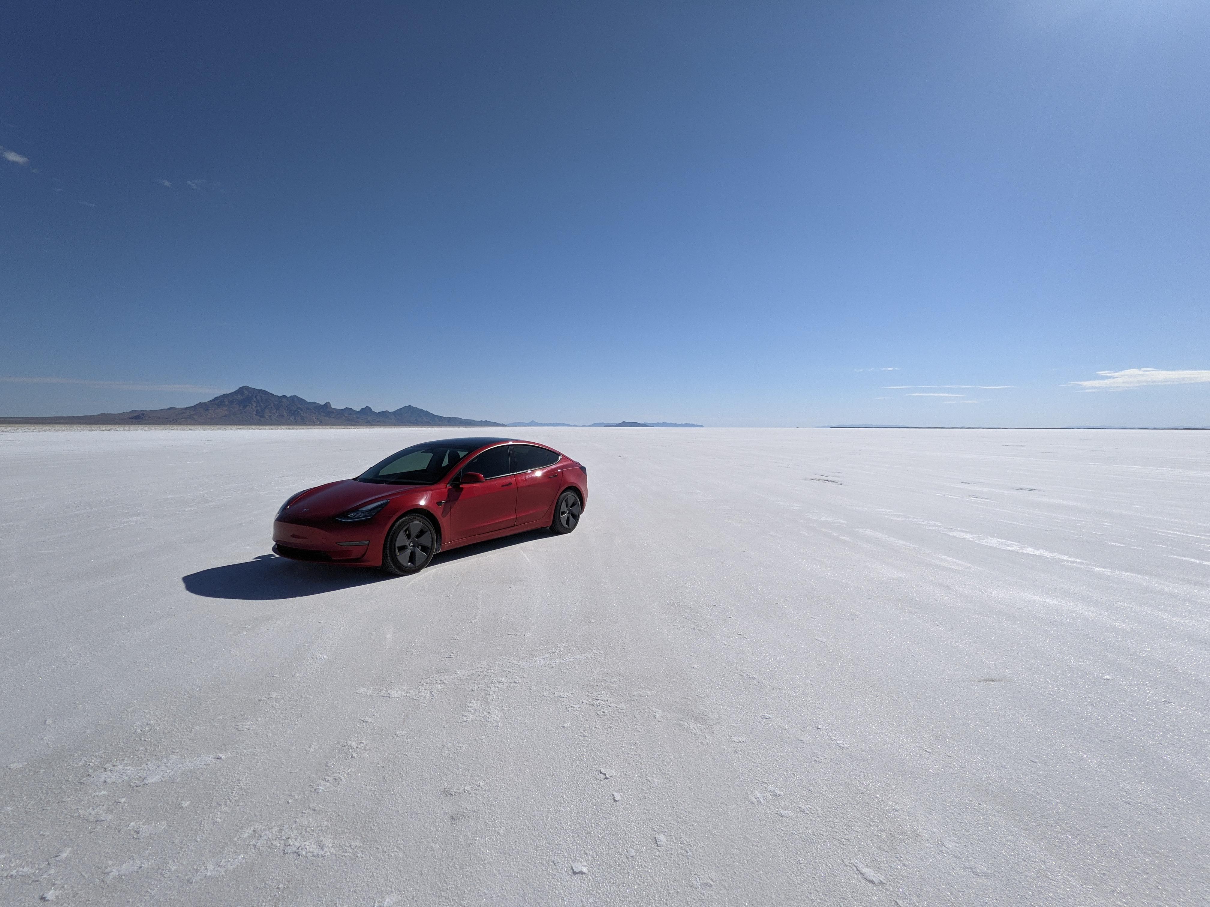 Went 132mph on the Bonneville Salt Flats today! r/teslamotors