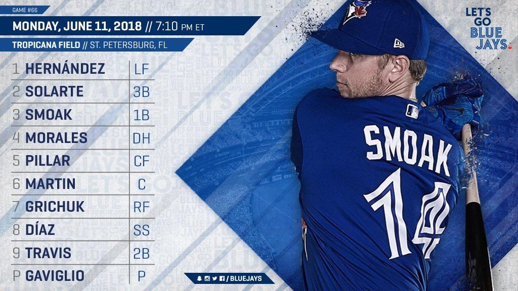 Blue Jays Lineup for June 11th TBR r/Torontobluejays