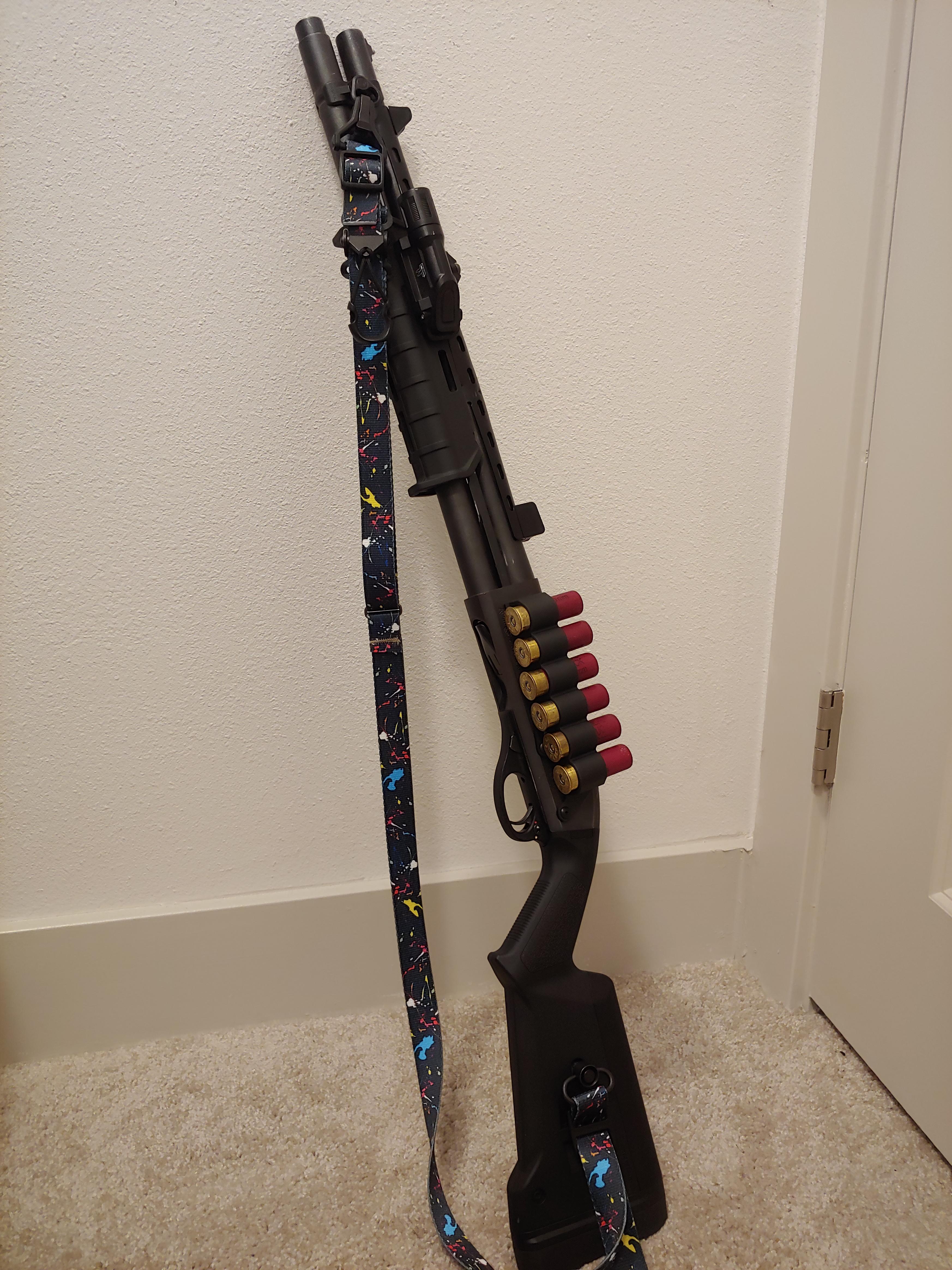 Remington 870 Magnum Express that I inherited 3 years ago. I put off getting a sling, and couldn