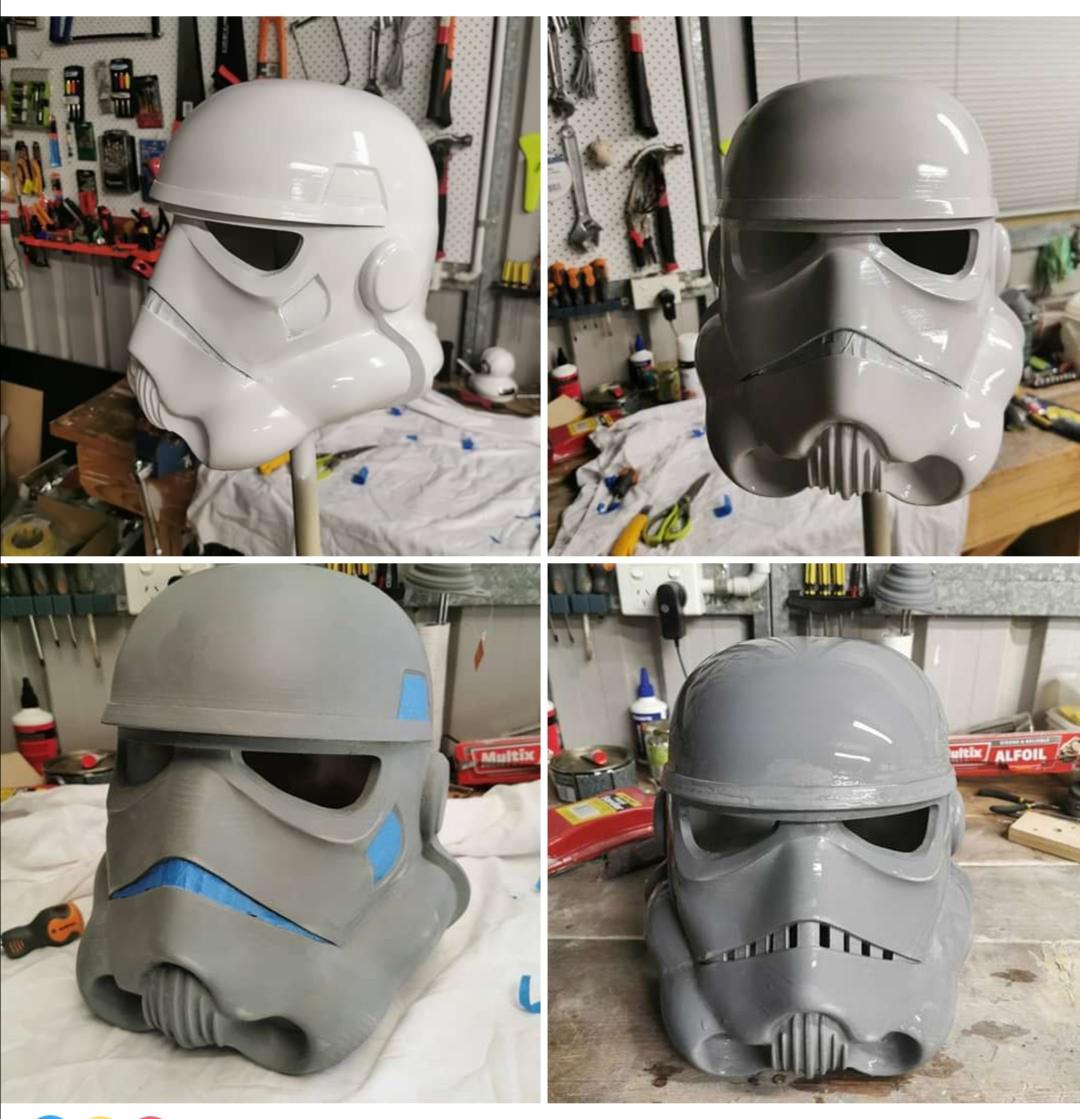 Stormtrooper Helmet Progress Update Filler Applied Sanded Up To 800 Grit Primed Masked And Gloss Coat Applied Originally Printed On Creality Ender 5 Pro In Pla Very Pleased So Far 3dprinting
