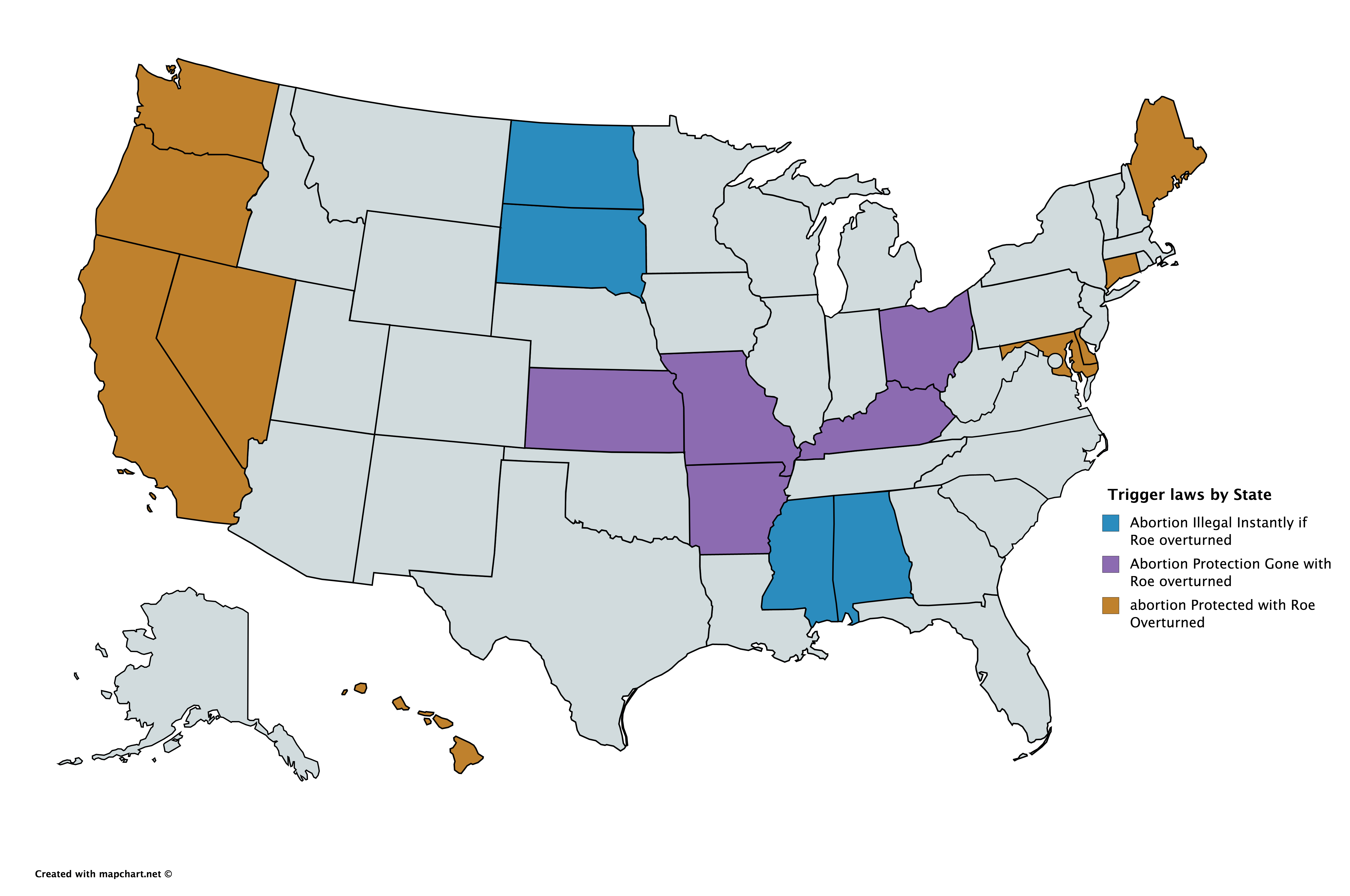 Trigger Laws for Potential Roe v Wade ruling r/MapPorn