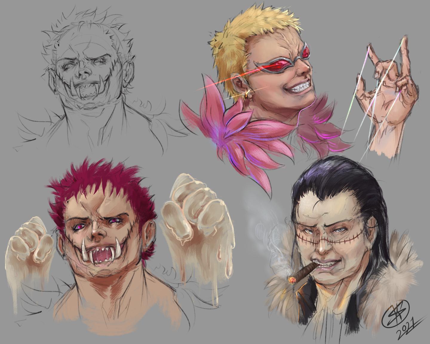 Practicing color by painting some of my favorite villainous One Piece