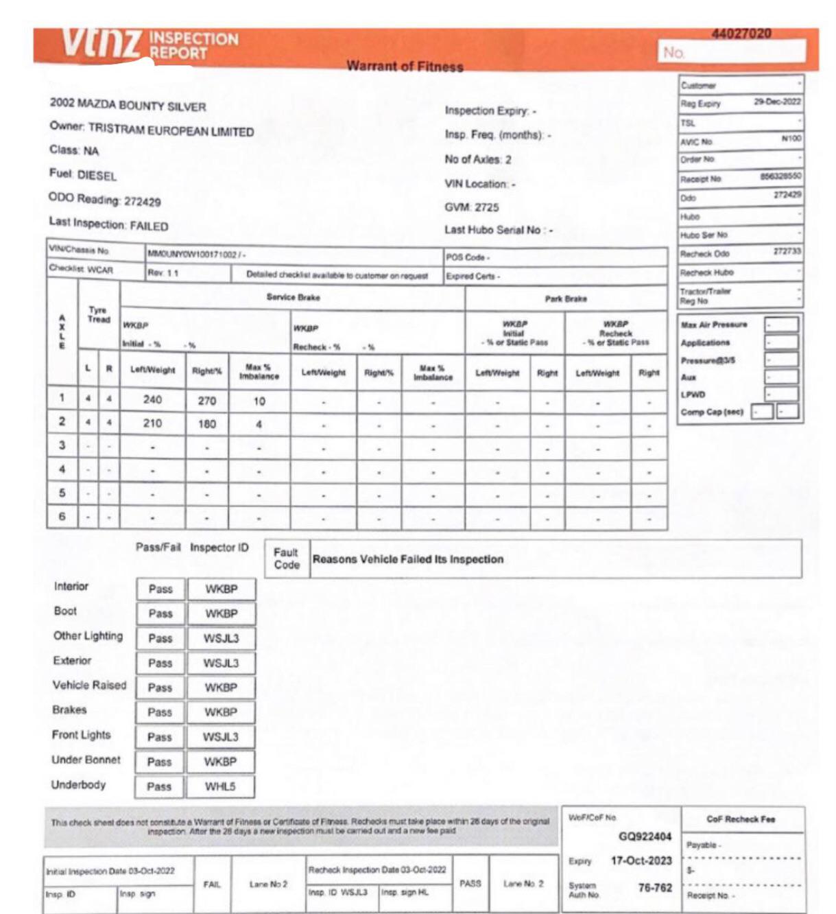 VTNZ wof sheet r/newzealand