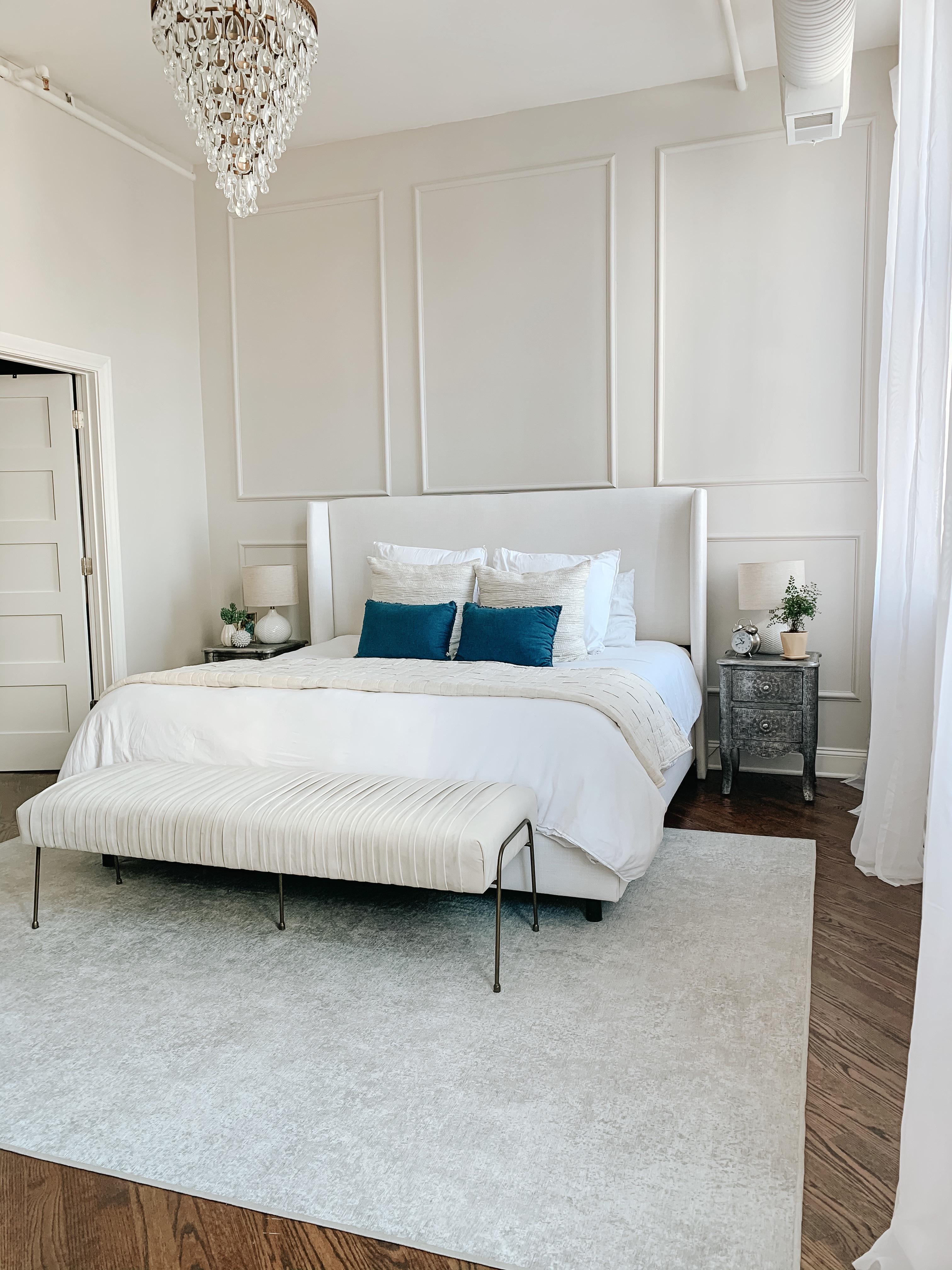 Just finished the molding on the wall behind the bed. Can’t wait to