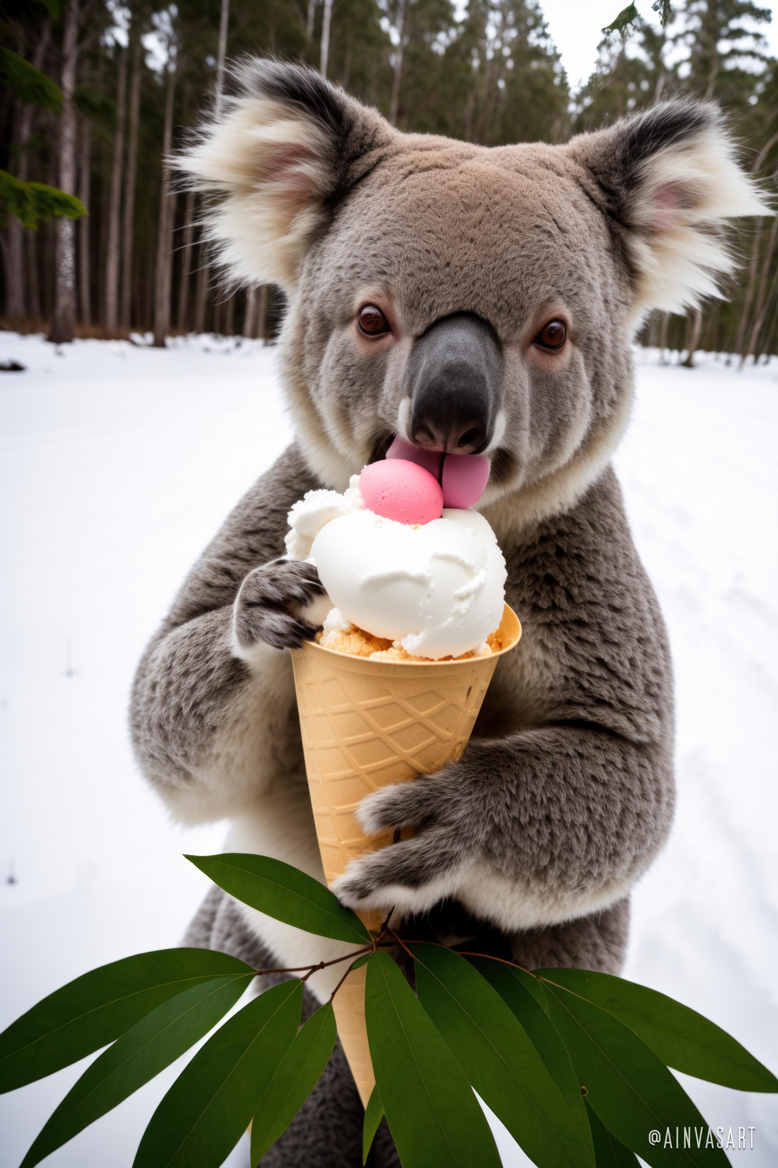 Photorealism Koala eating ice cream r/StableDiffusion