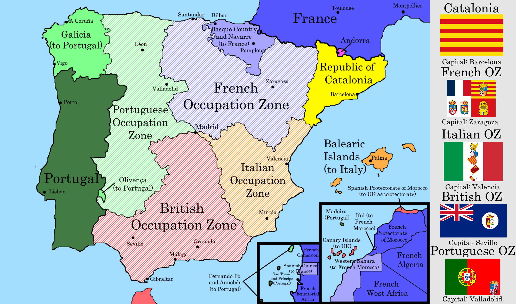 The Partition and Occupation Zones of Spain r/imaginarymaps