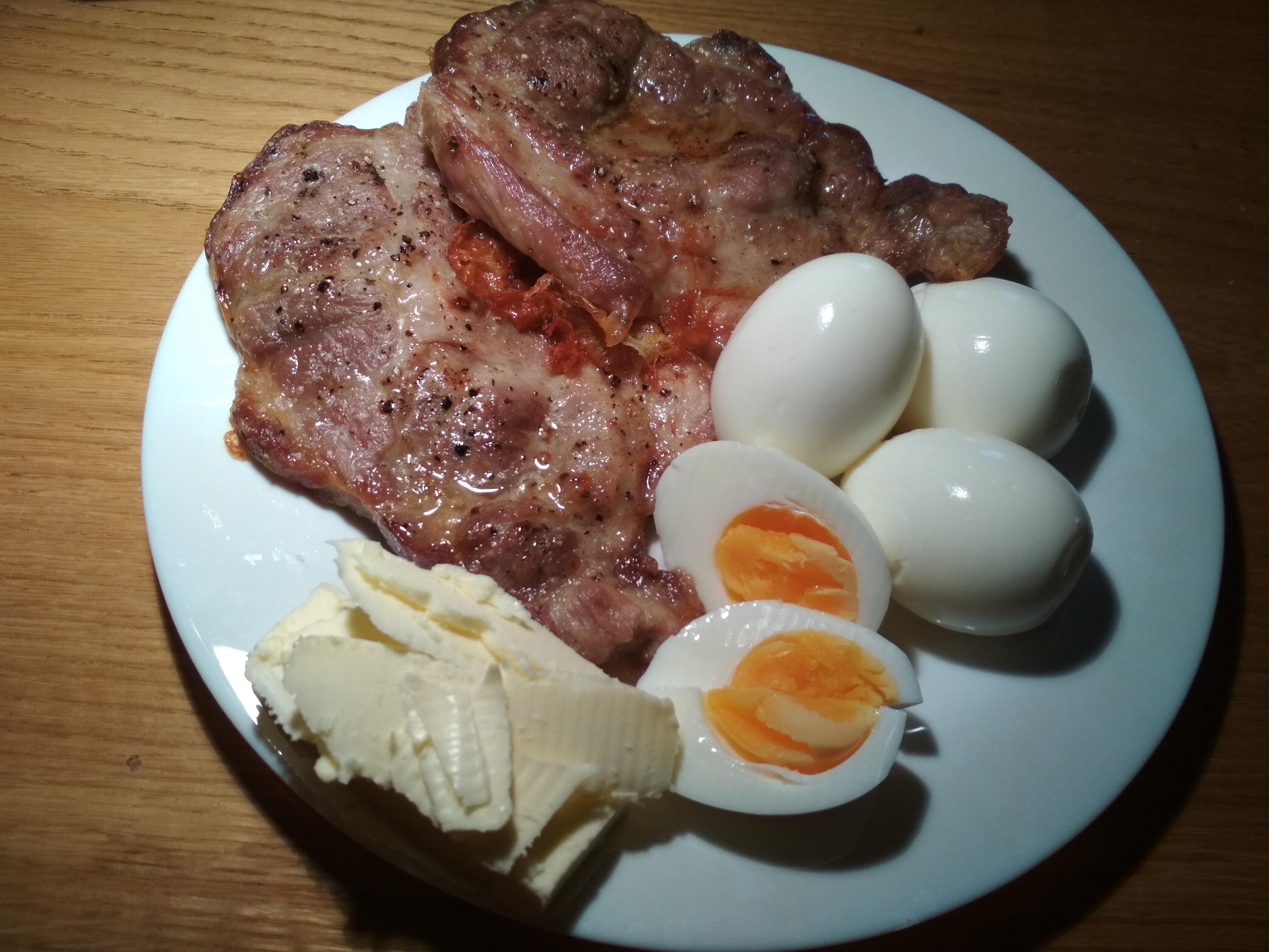 Pork steaks, eggs and butter r/ZeroCarbMeals