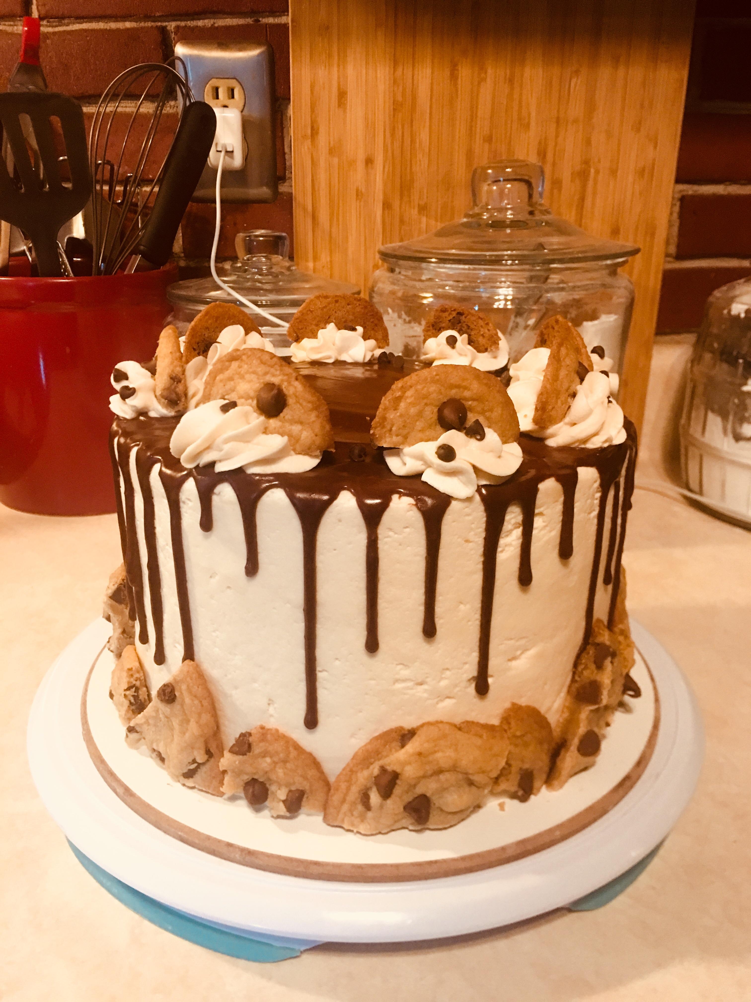 Chocolate Chip Birthday Cake for my cookie obsessed SO! cakedecorating