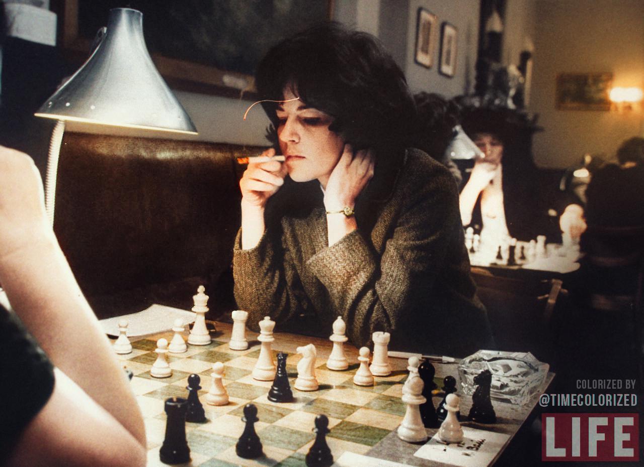 US Women's chess champion Lisa Lane in a tournament at Marshall Chess