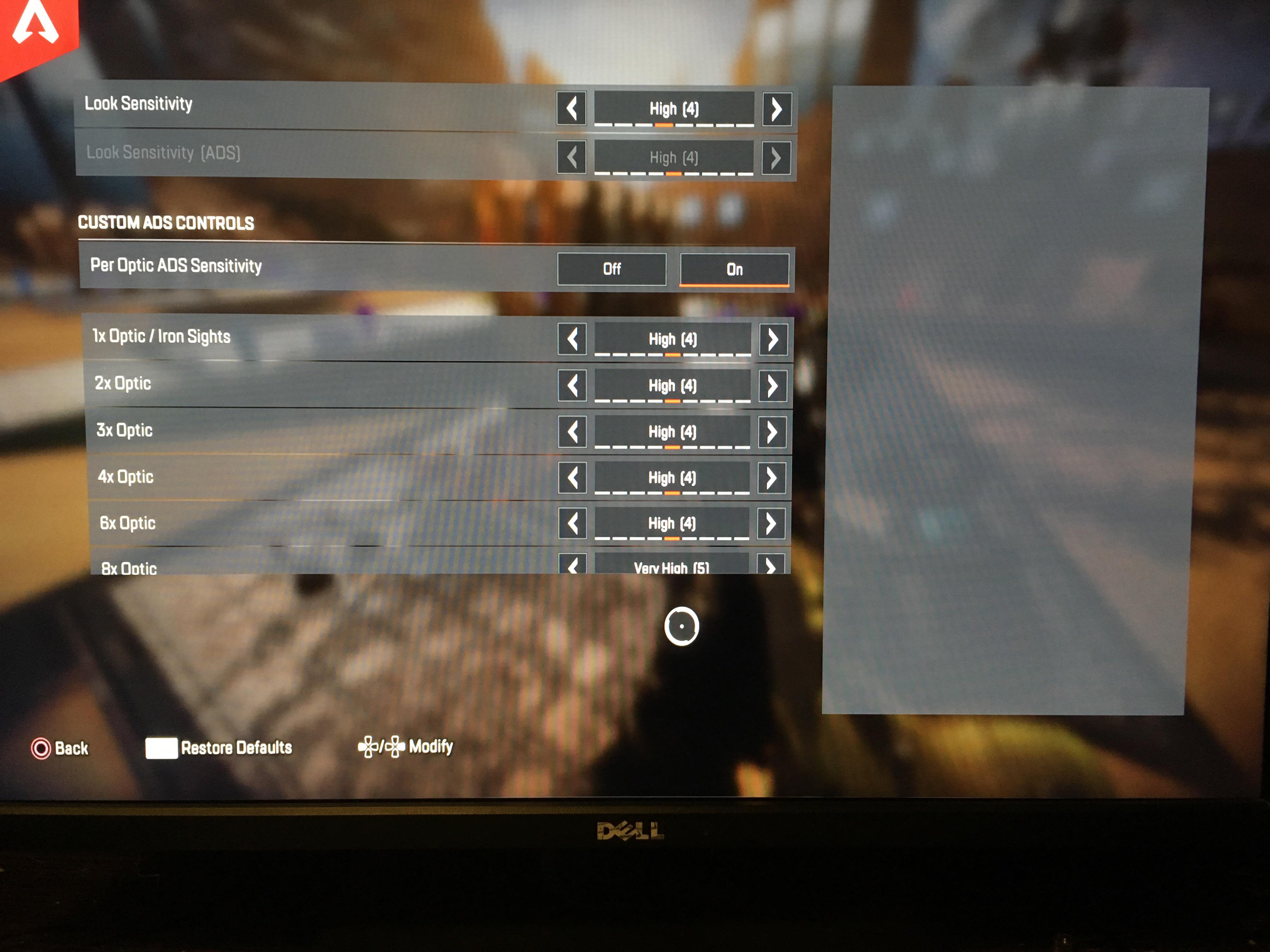 Per Optic Settings menu has been broken since the Mirage Town Takeover