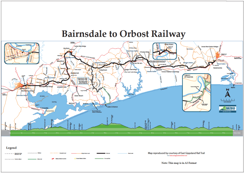 A rough mockup of the former Orbost extension from Bairnsdale to Orbost