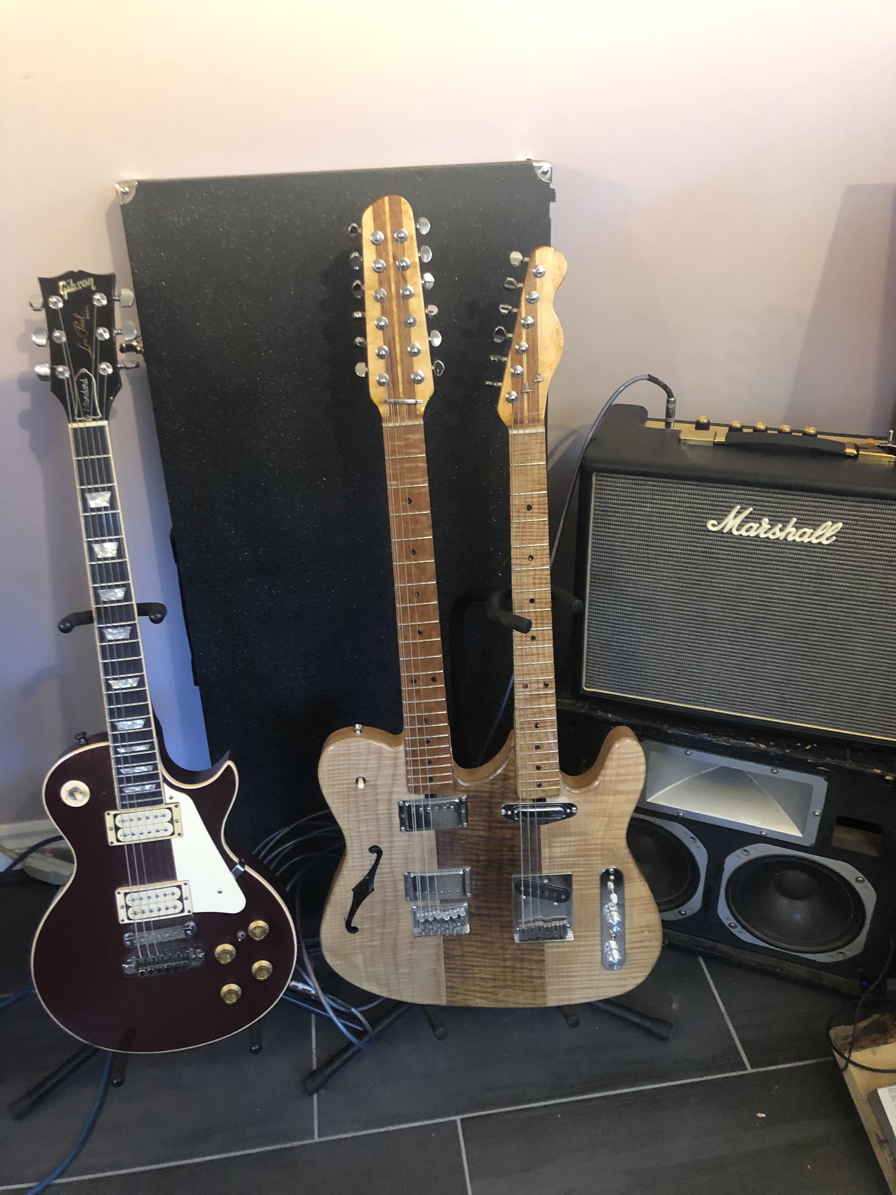 Day 2 with new Marshall origin 5 plugged in my custom double neck with