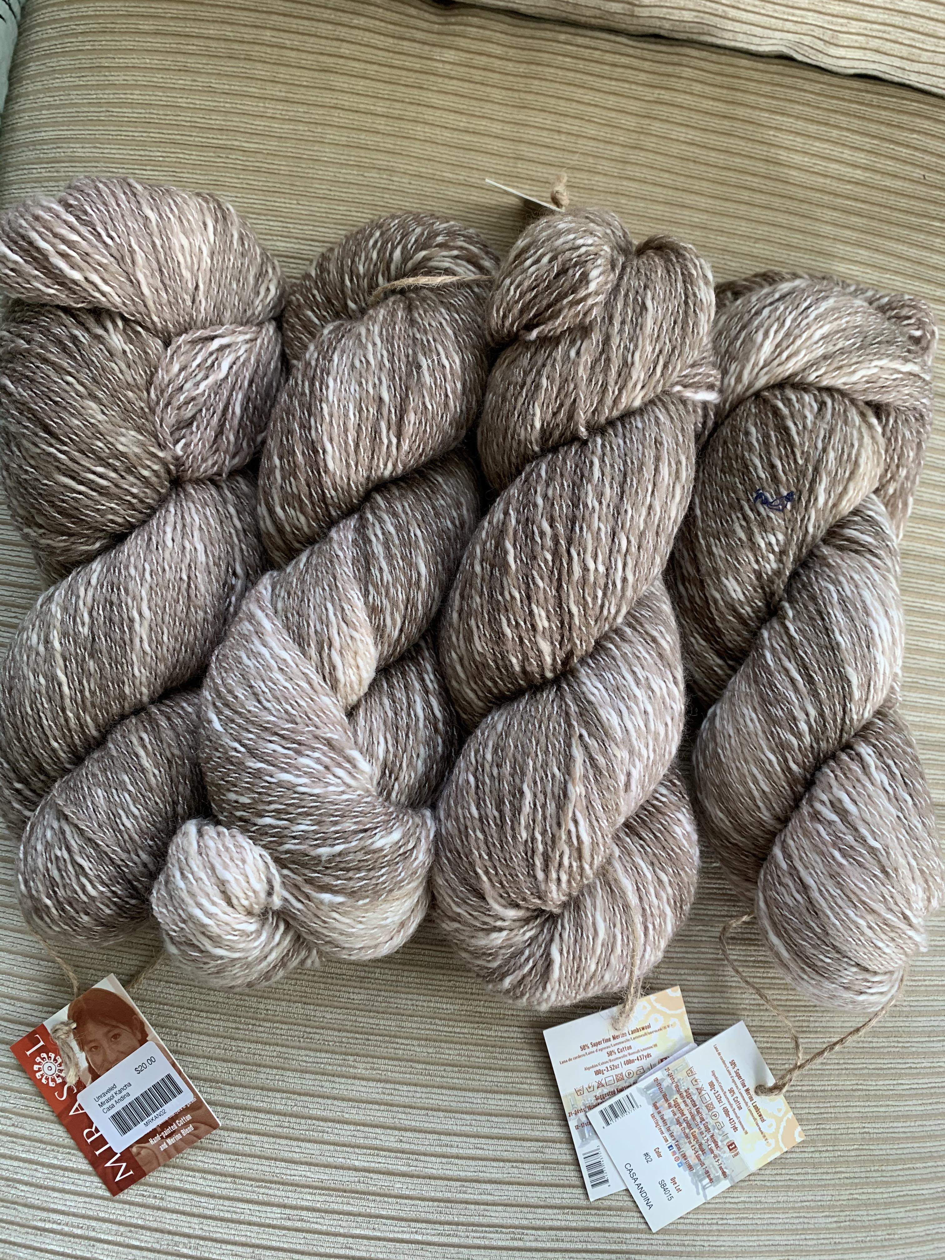 4 Skeins (1748 yards in total) of Mirasol Lambswool and Cotton blend DK