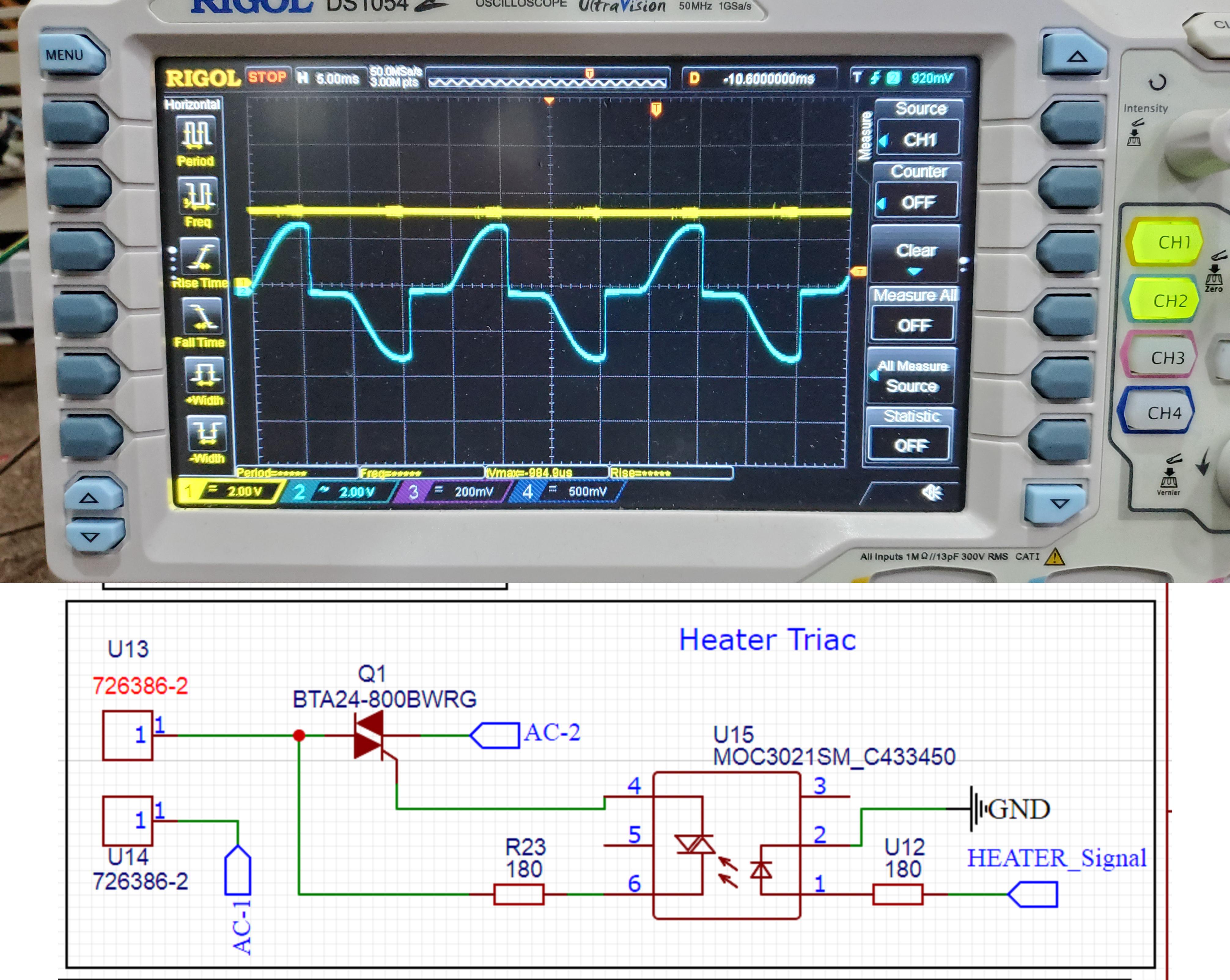 I'm have a BTA24 triac to control a 1300watt heater, the signal I'm